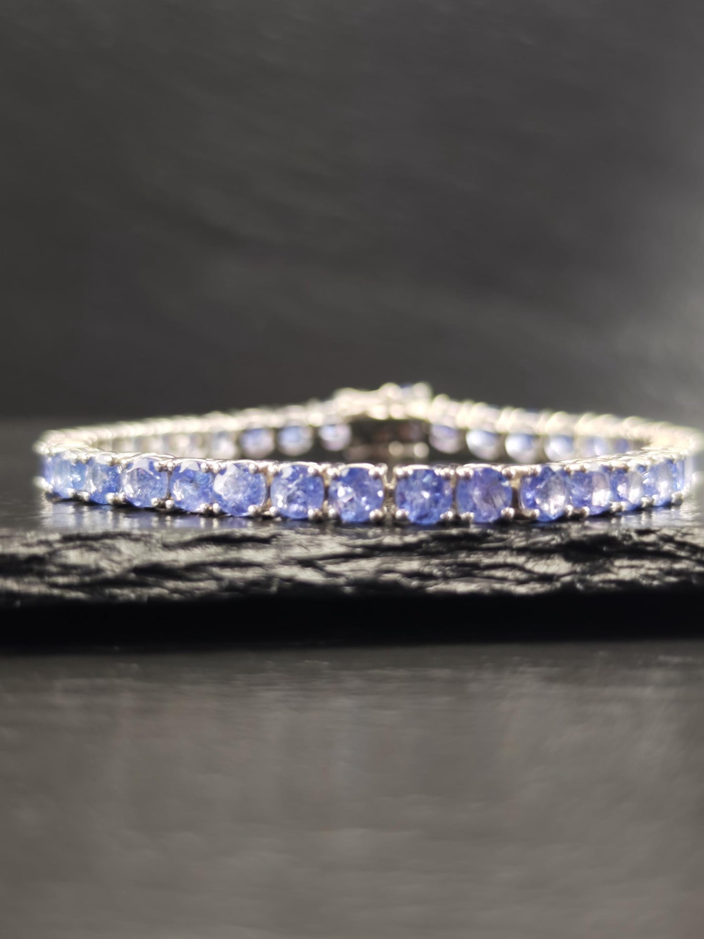 Vintage Included 14ctw Tanzanite Line Bracelet Sterling Silver