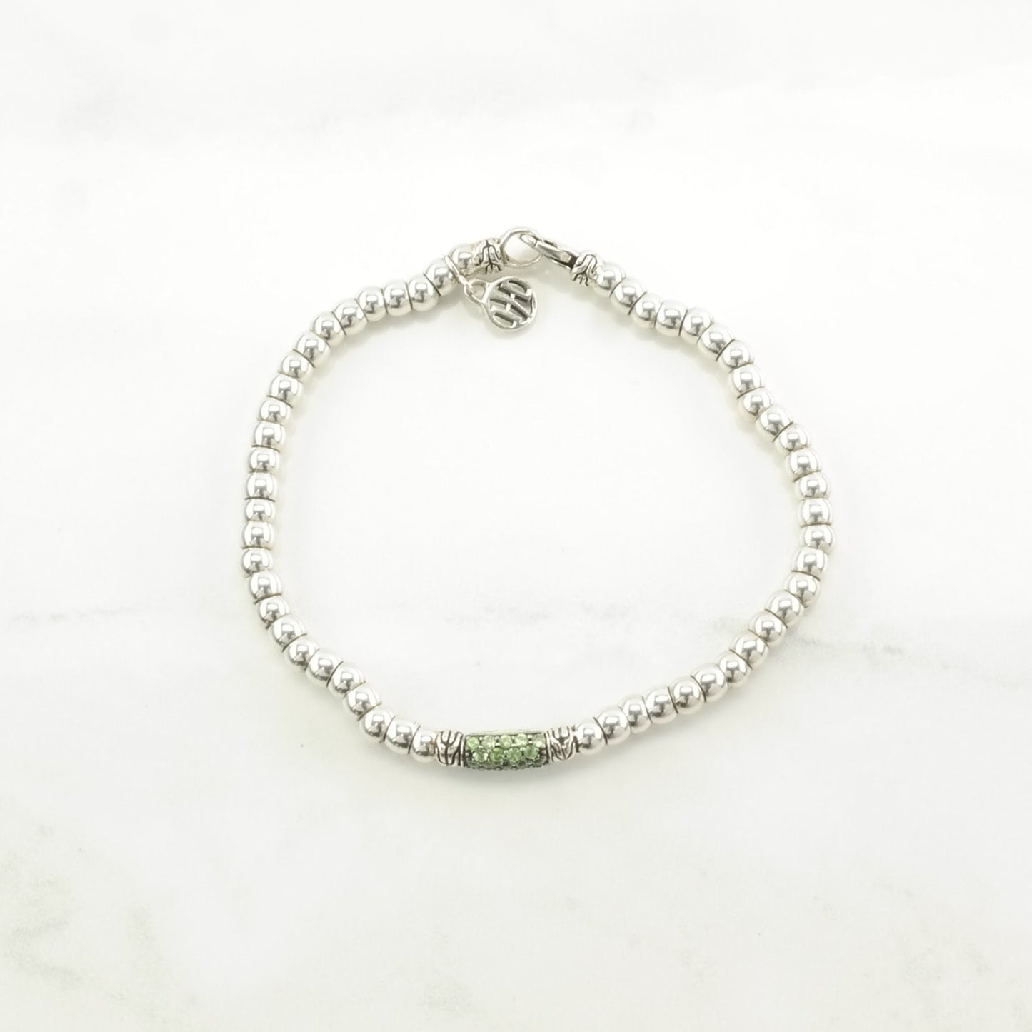 Choice of Vintage John Hardy Sterling Silver Beaded Bracelet Tsavorite, Sapphire, Pink Sapphire