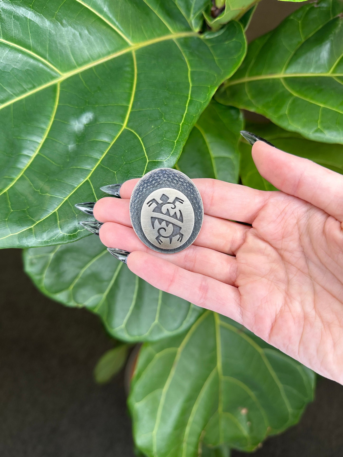 Vintage Hopi Overlay Turtle Sterling Silver Pendant