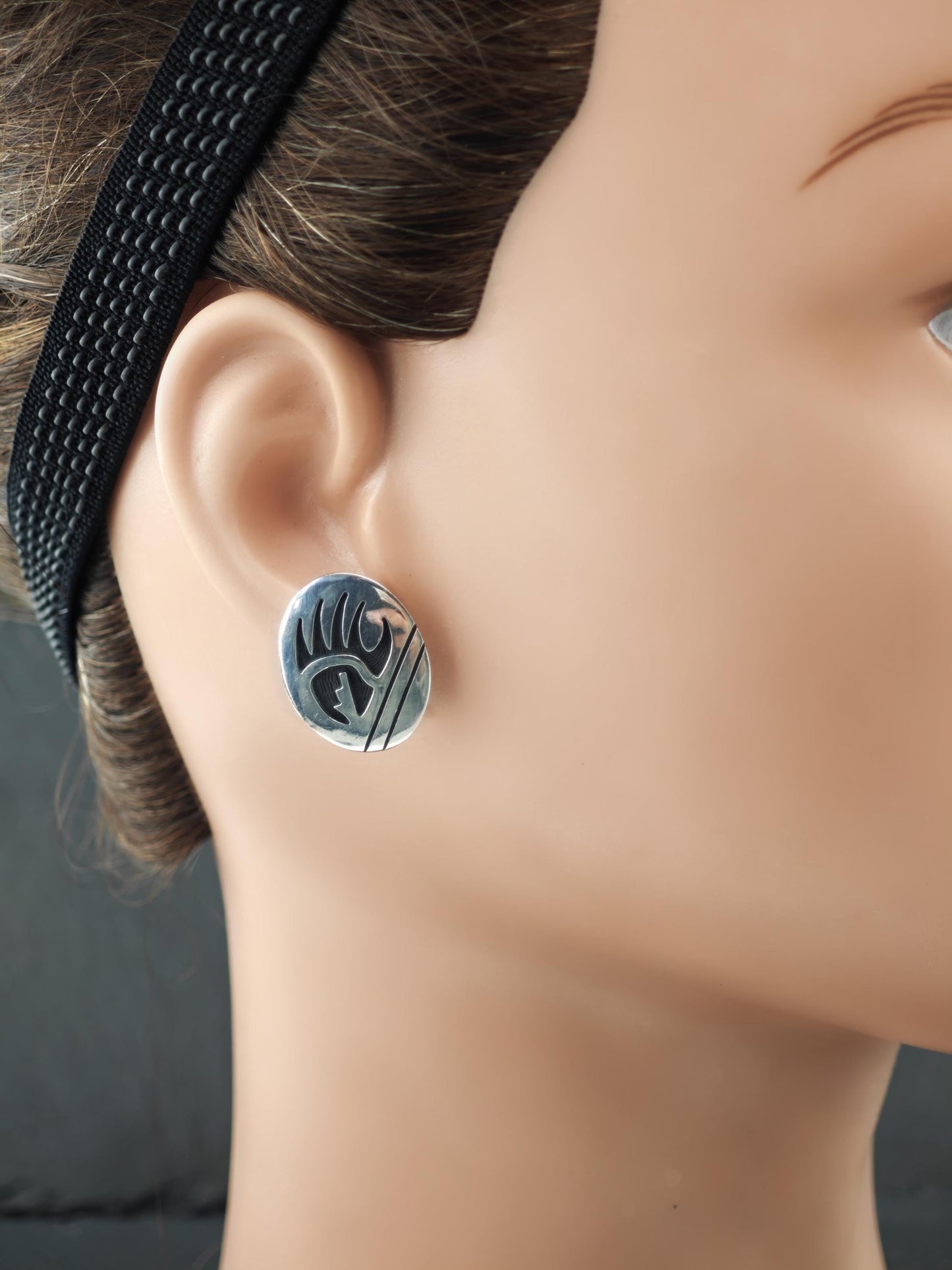 Native American, Overlay Stud Earrings Sterling Silver ER2881