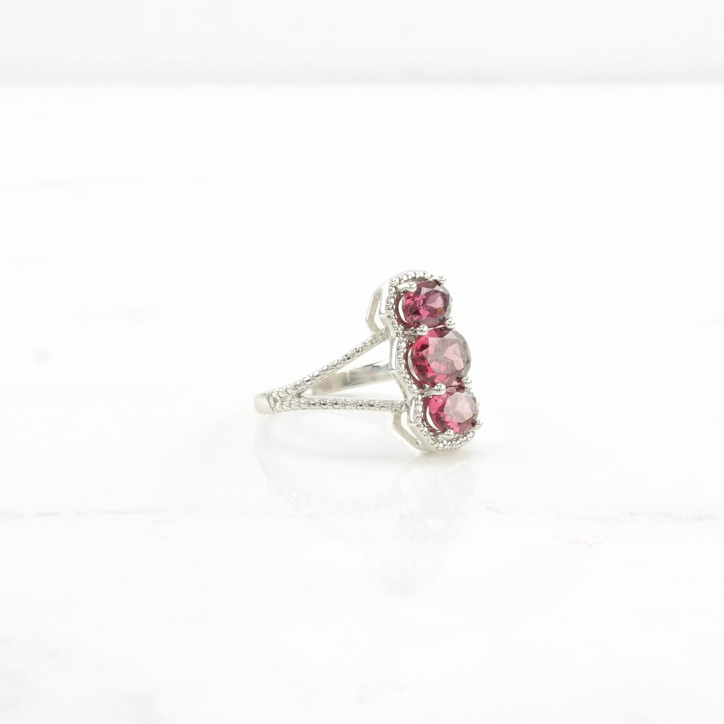 Vintage Sterling Silver Ring Pink Garnet Size 5