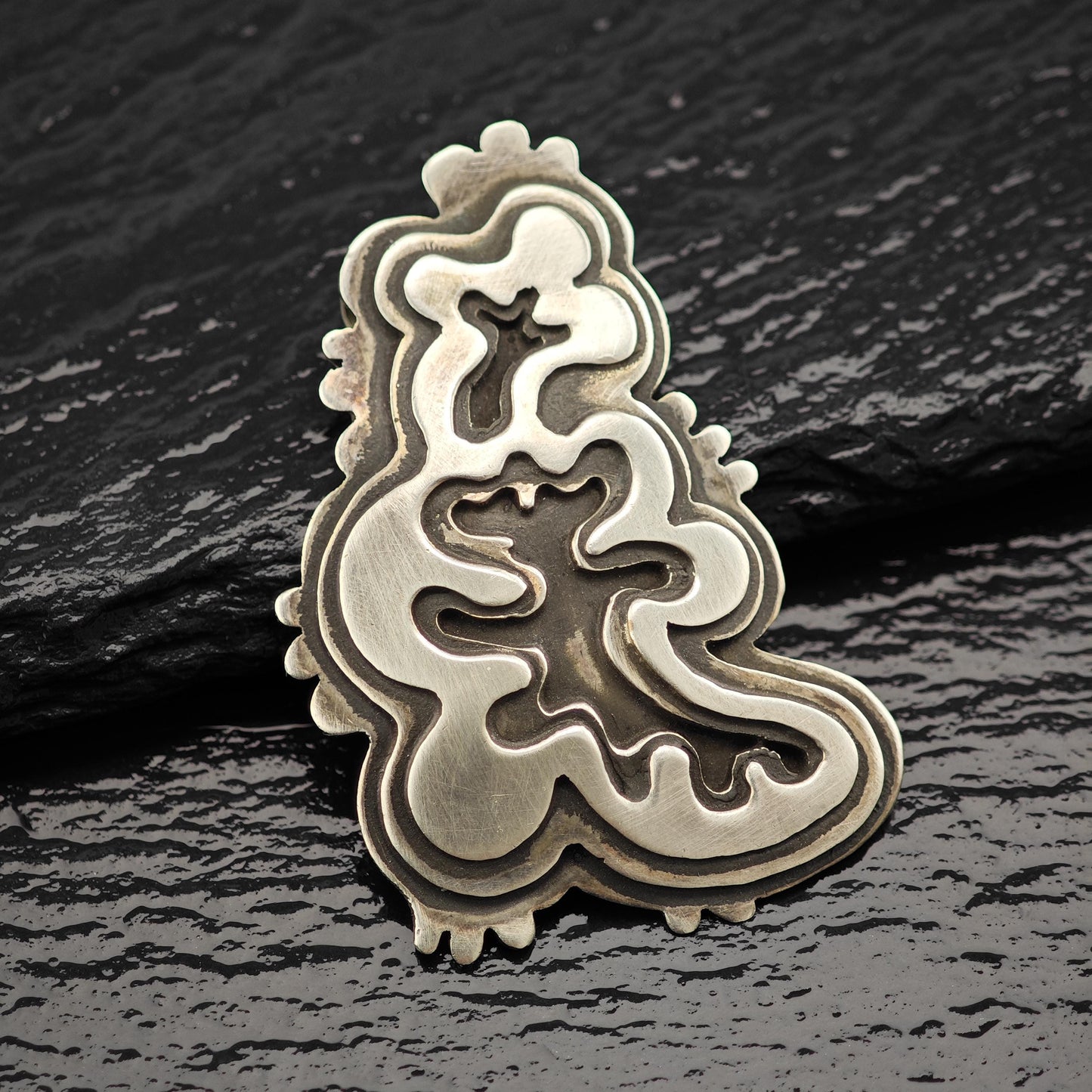 Vintage Land of Enchantment, Diane Pearl Overlay Pendant Sterling Silver
