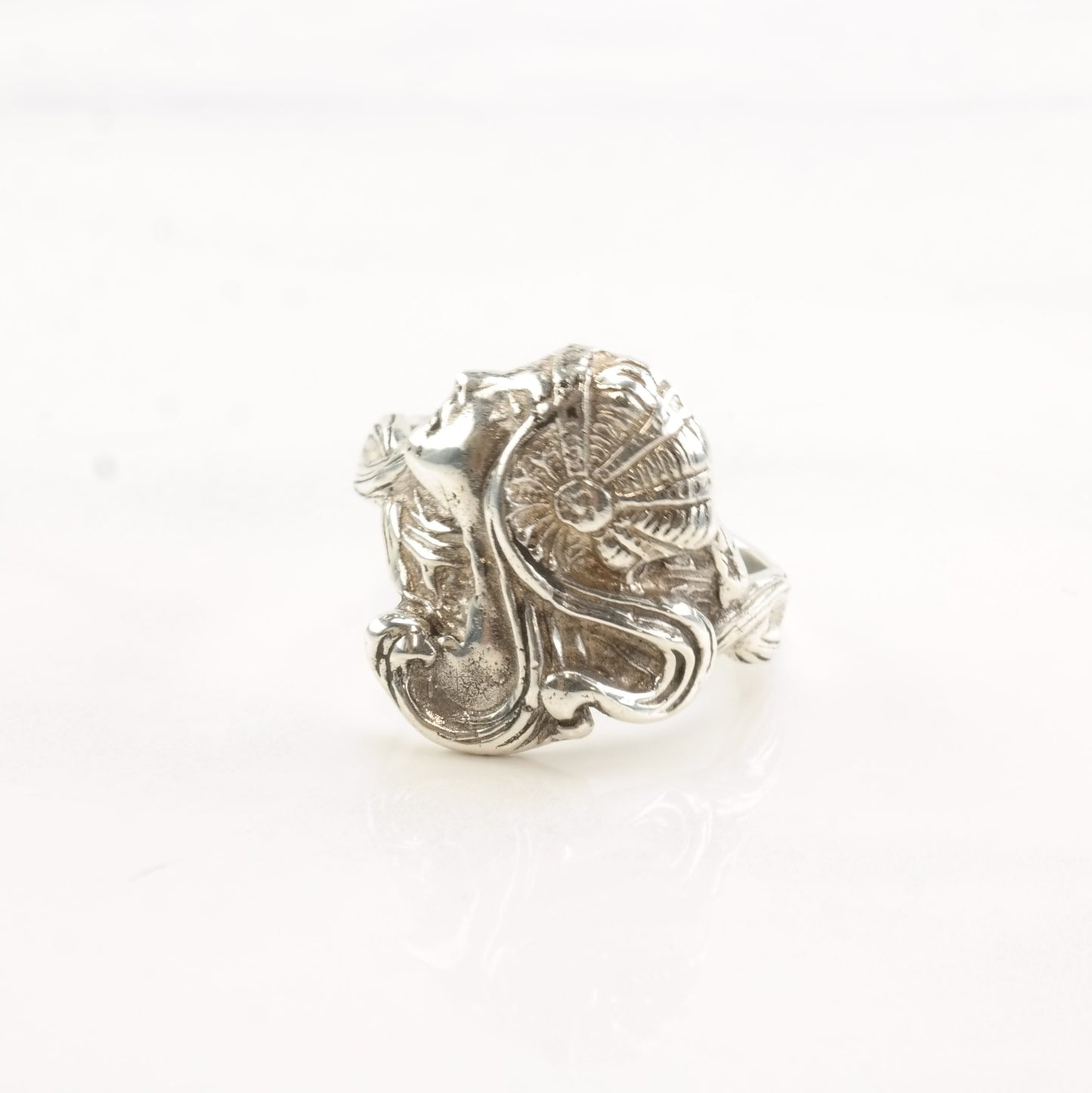 Vintage Sterling Silver Ring Art Nouveau Revival Fairy Size 7