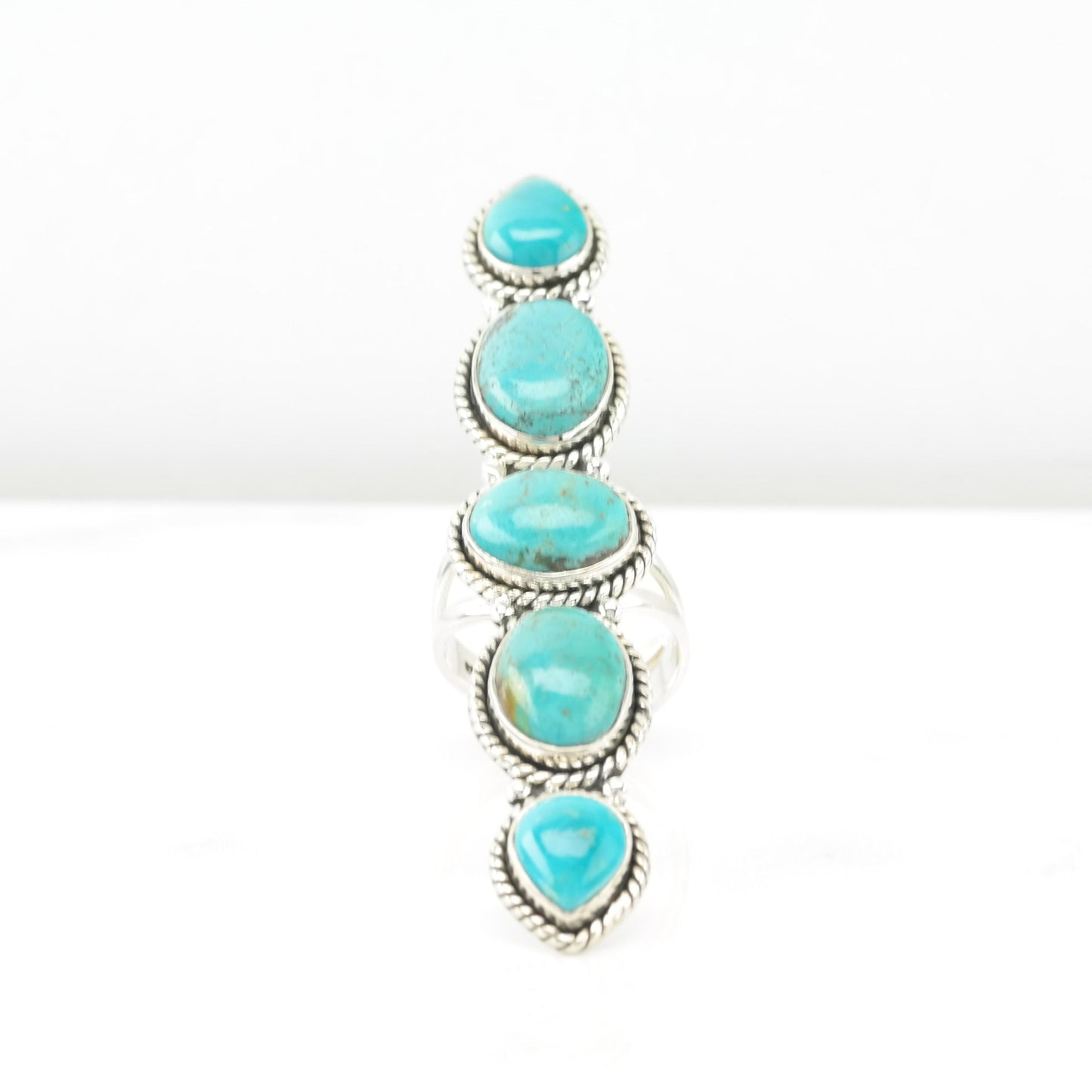 Long Turquoise Silver Ring Sterling Adjustable R5467