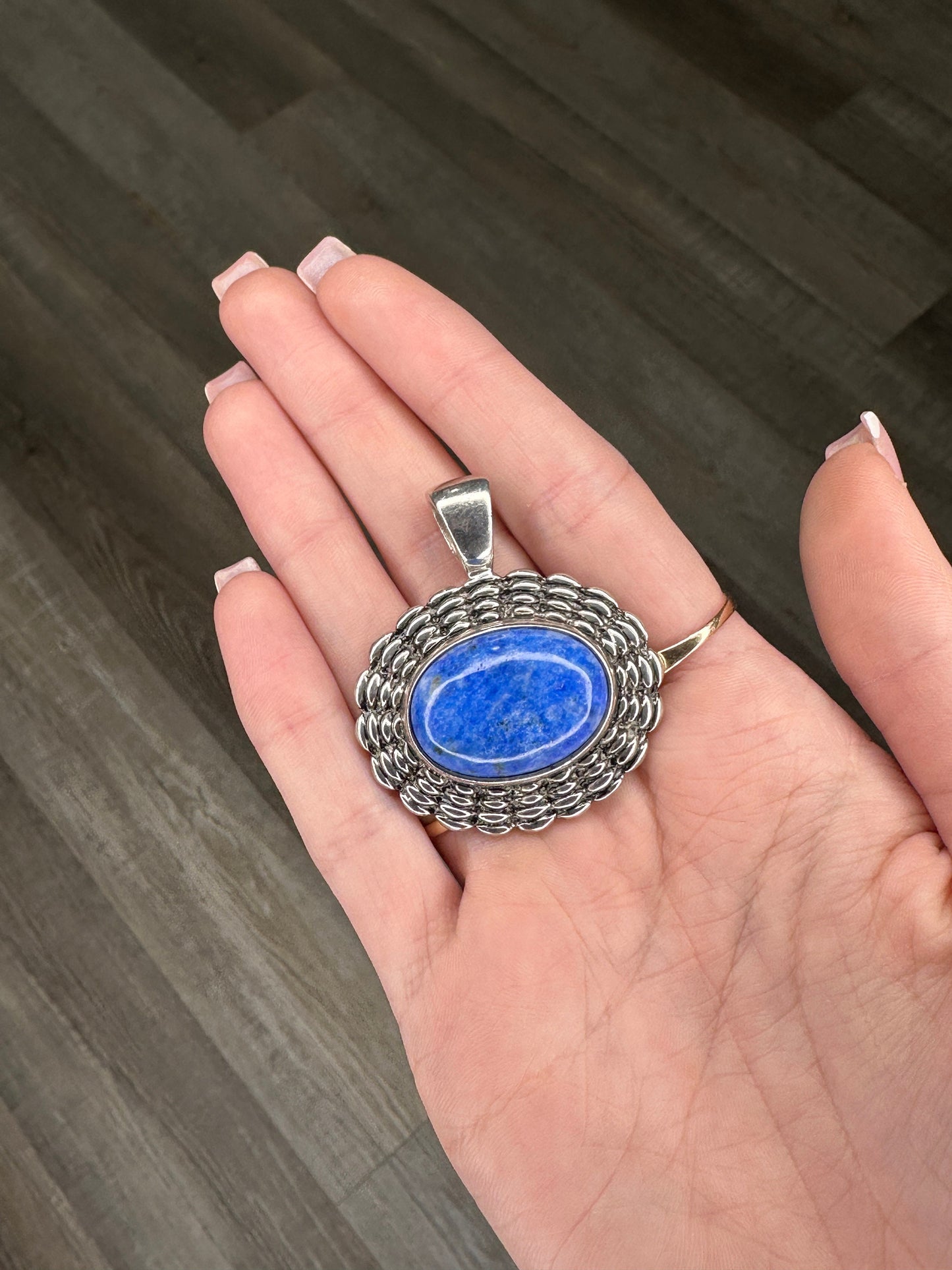 Vintage Espo Lapis Lazuli Sterling Silver Pendant