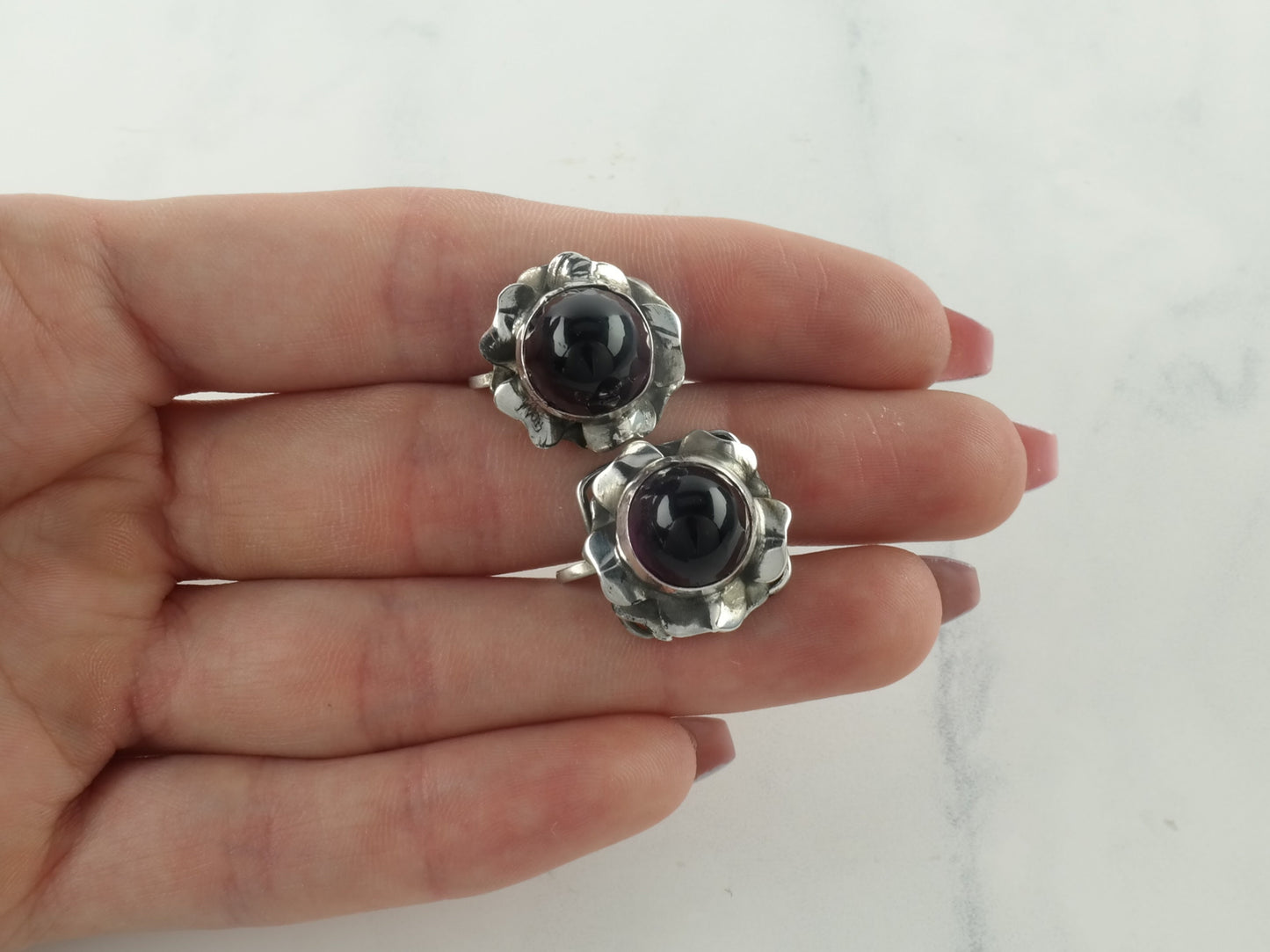 Modernist Sterling Silver Screwback Earrings