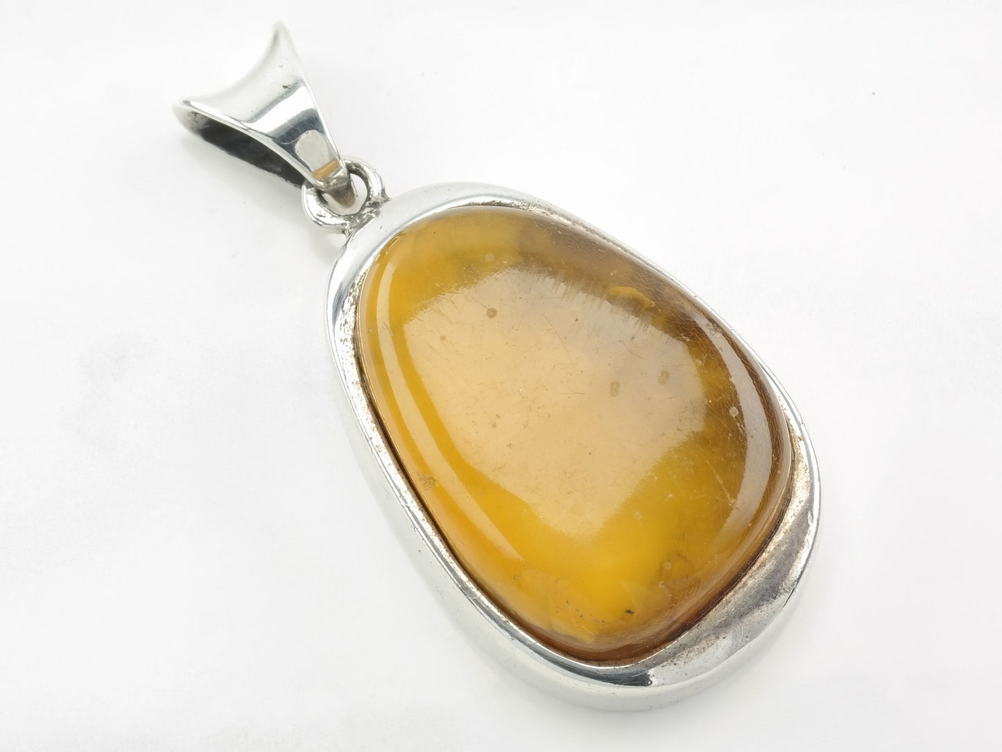 Vintage Boho Amber Sterling Silver Pendant