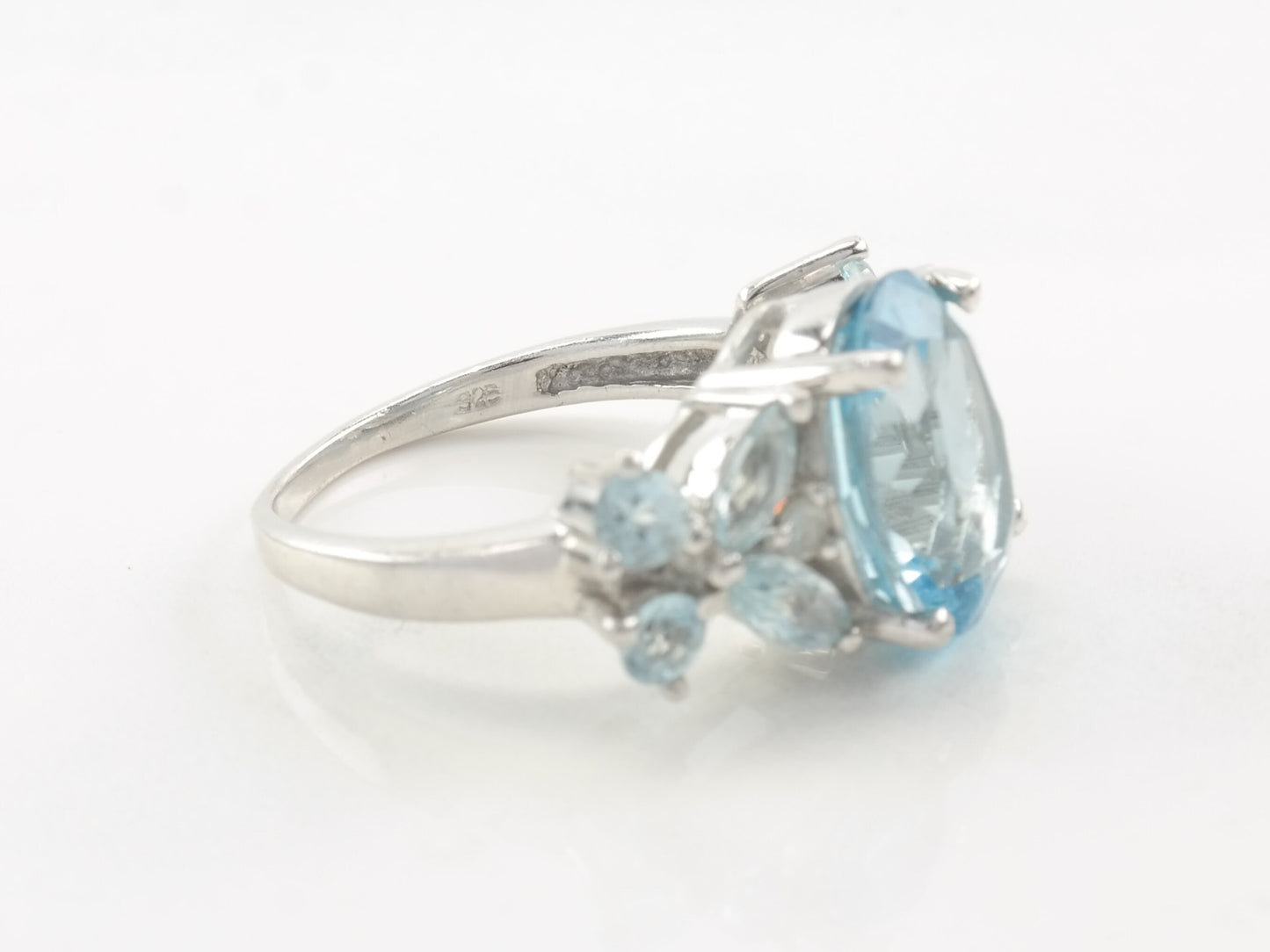 Vintage Sterling Silver Ring Topaz Butterfly Size 6 3/4