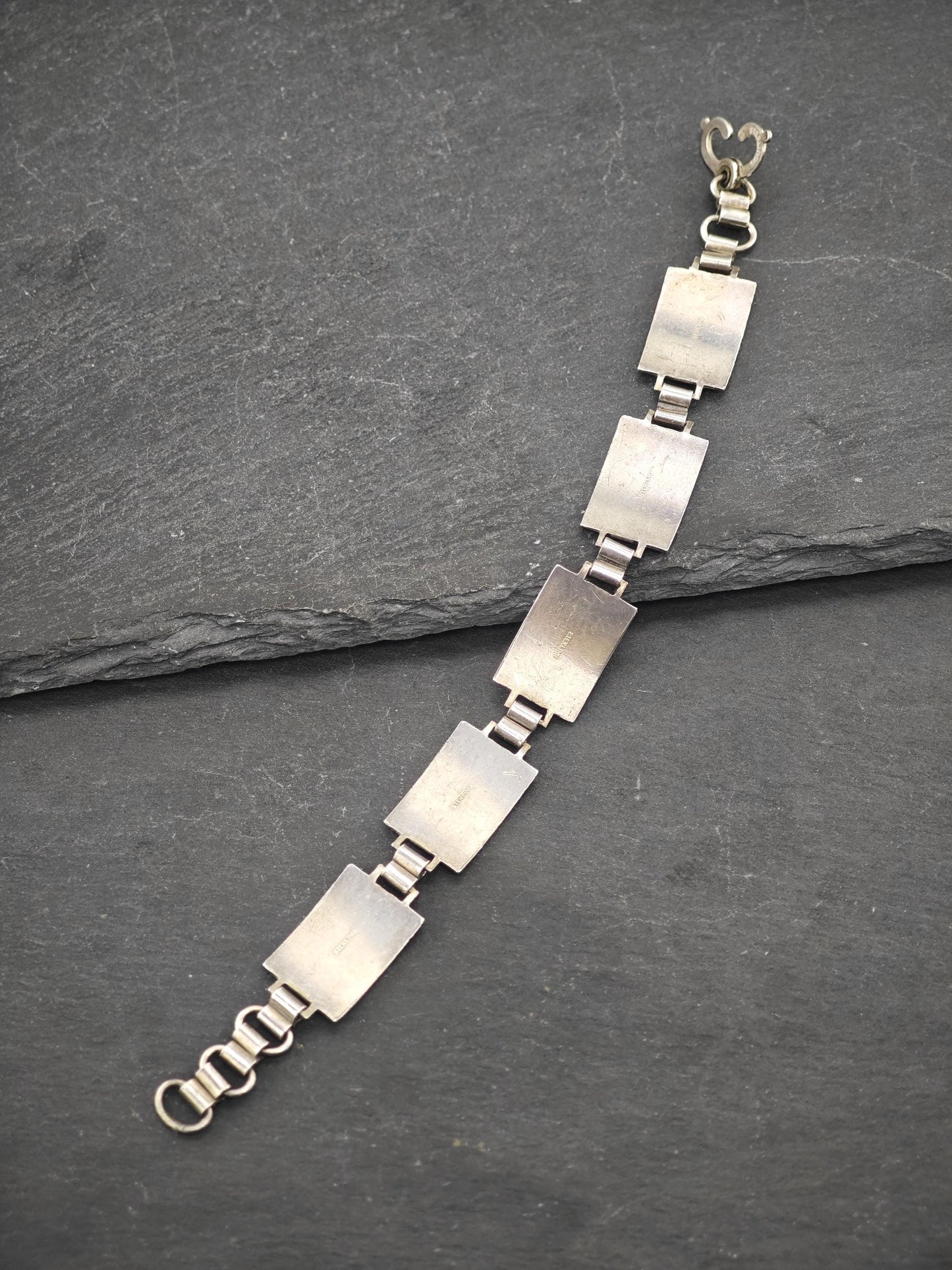 Vintage Enamel WWII Bracelet Sterling Silver