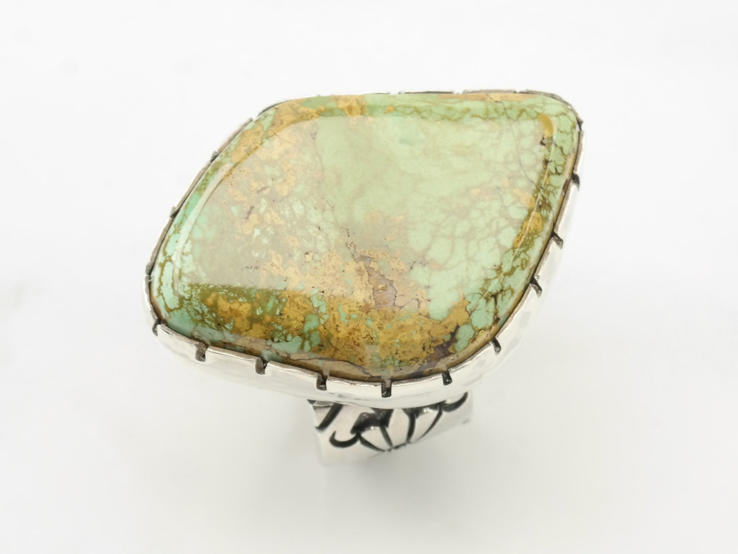 Vintage Native American Sterling Silver Ring Turquoise Green Size 8 1/2