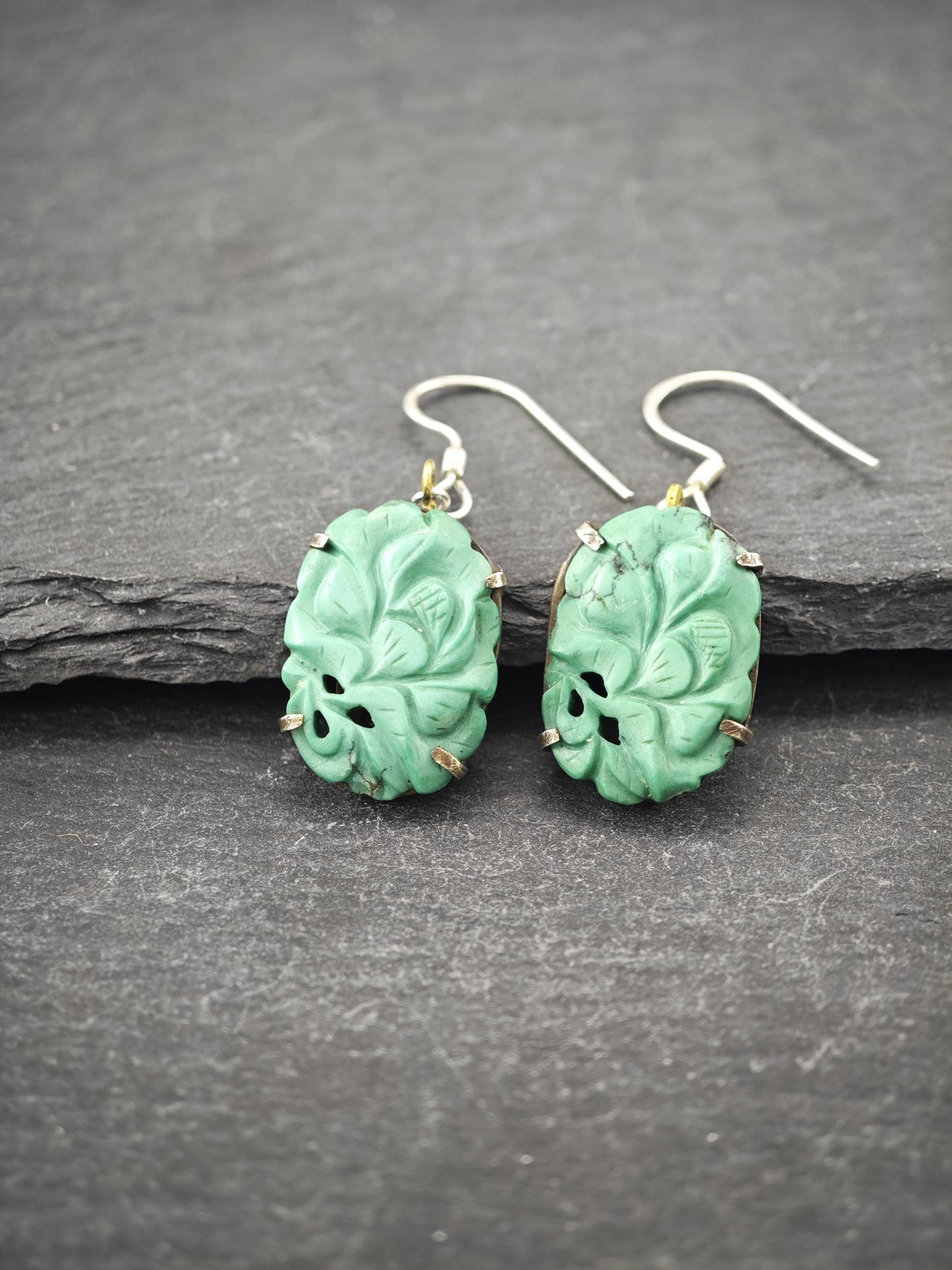 Vintage Chinese Export, Fish Hook Earrings Sterling Silver