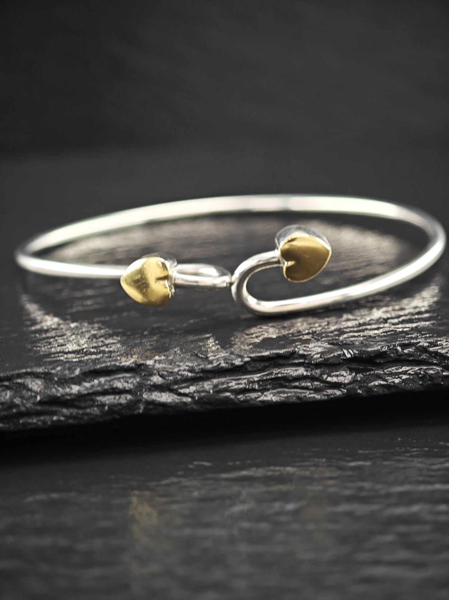 Tiffany & Co. 18K Gold, Heart Bangle Bracelet Sterling Silver