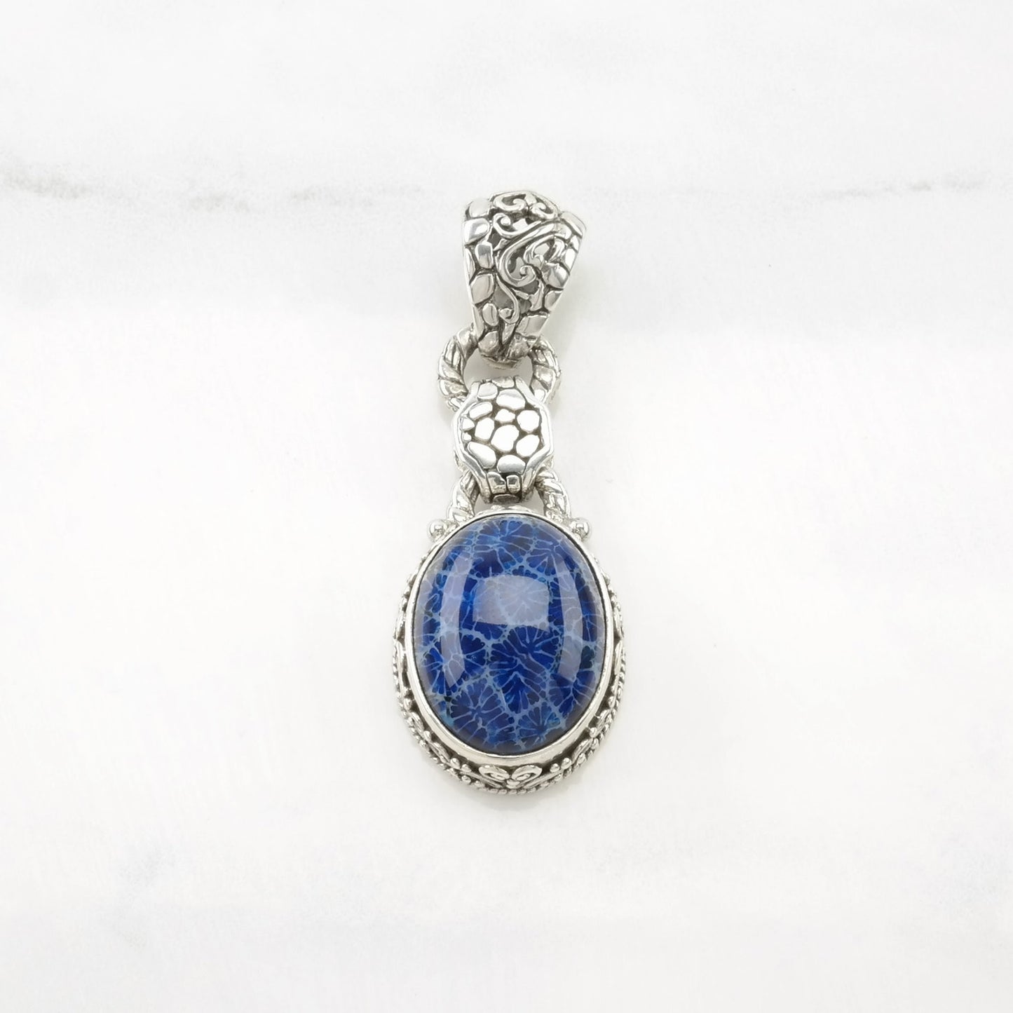 Choice of Vintage Sarda Scroll Floral Sterling Silver Pendant
