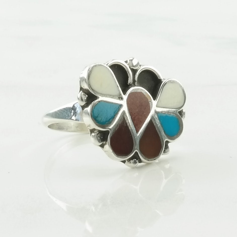 Vintage Southwest Silver Ring Inlay Butterfly Sterling Size 5 3/4