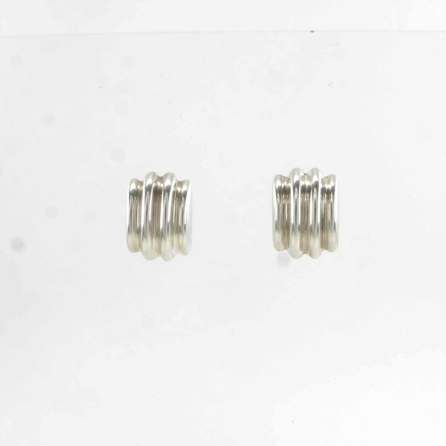 Vintage Sterling Silver Stud Earrings Modernist Abstract 14k Gold Post