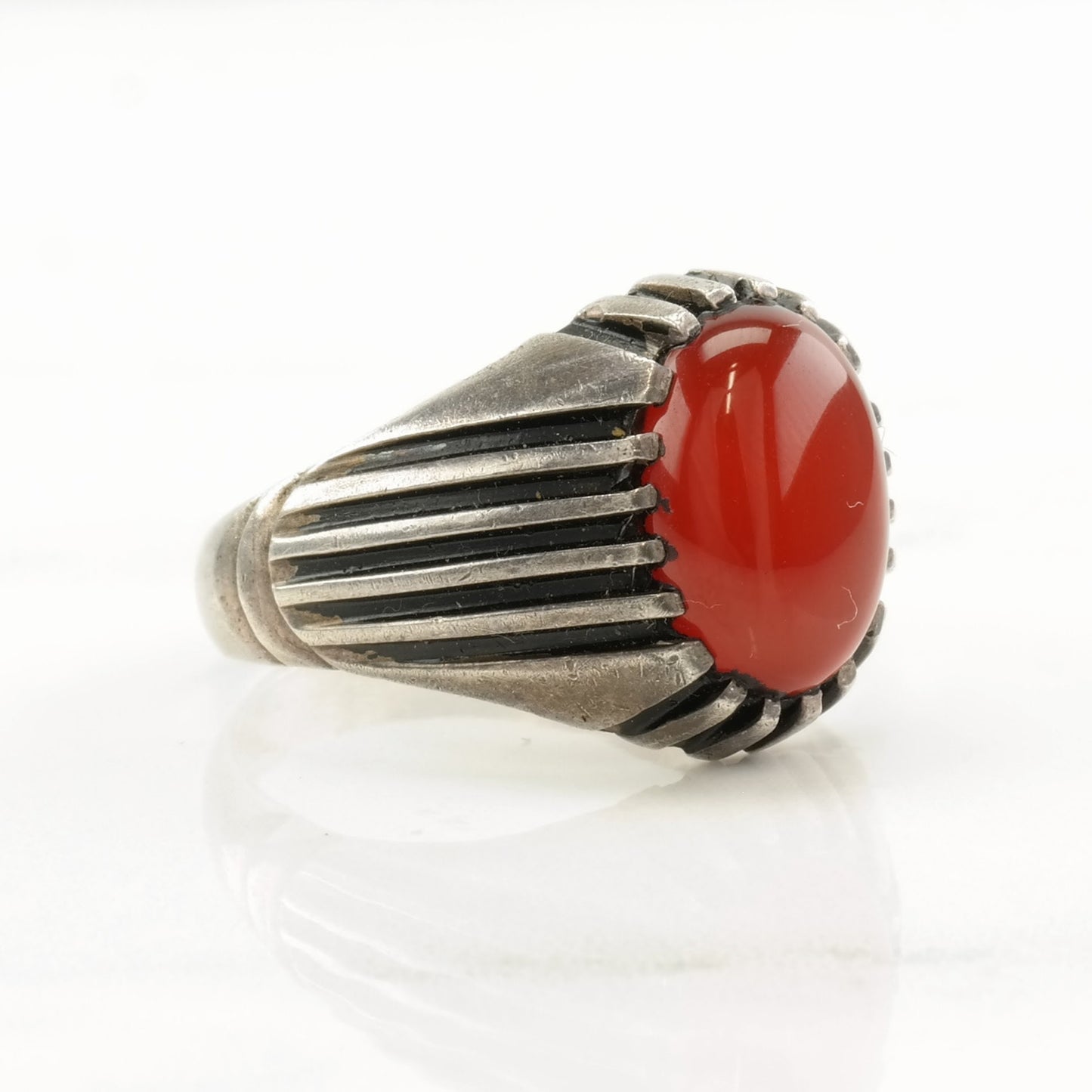 Vintage Sterling Silver Ring Carnelian Size 12 1/4