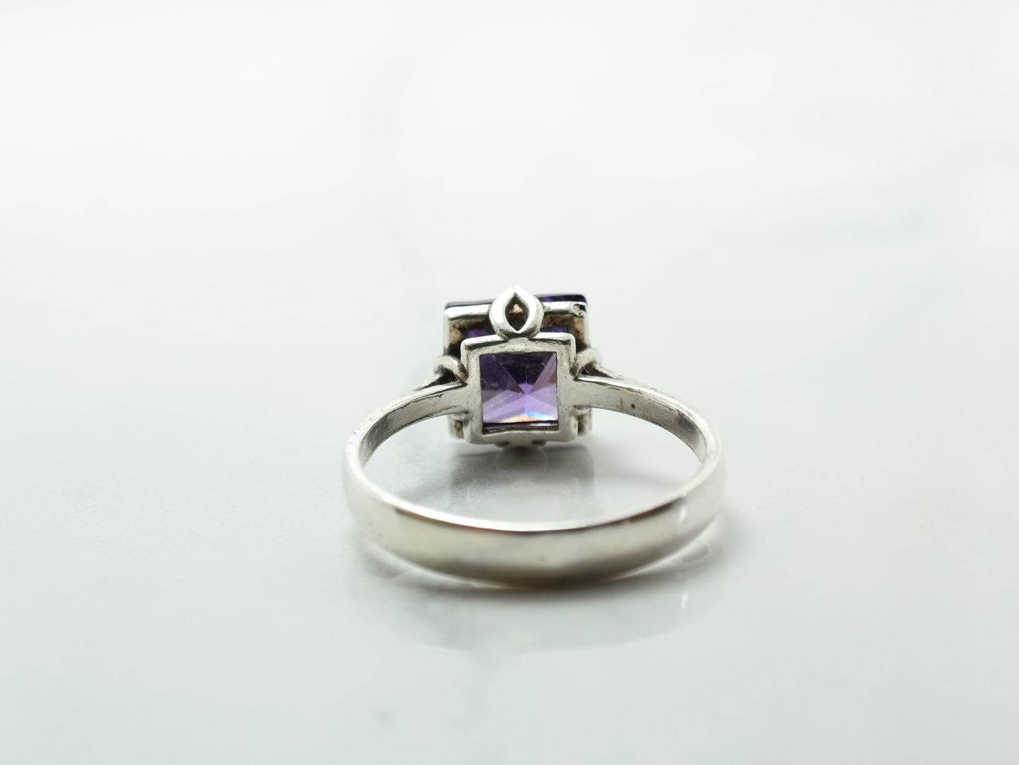 Vintage Sterling Silver Ring CZ Purple Size 6 3/4