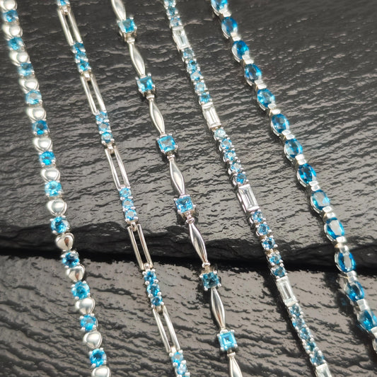 Choice of Blue Topaz Line Bracelet Sterling Silver