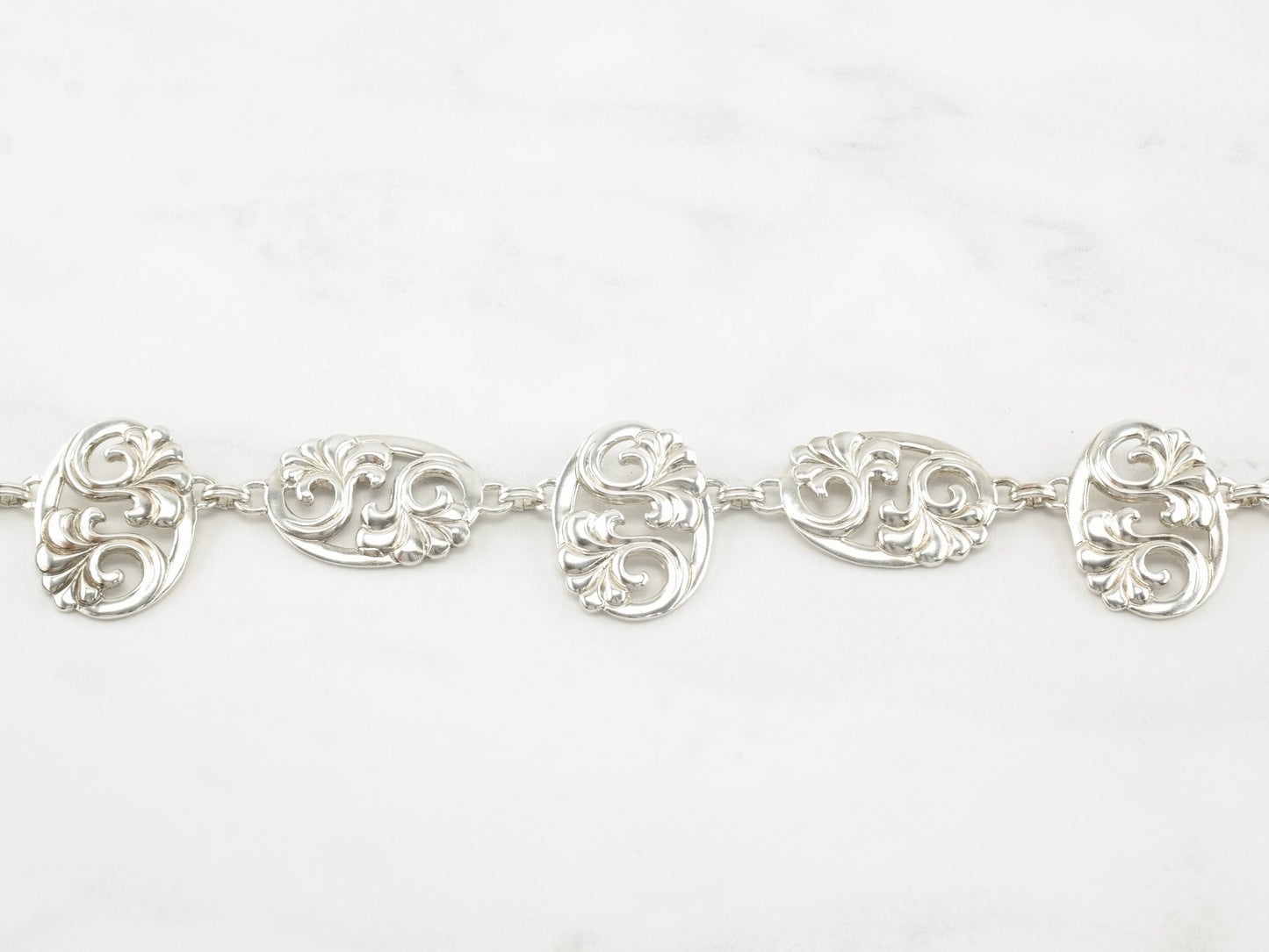 Vintage Sterling Silver Floral Necklace