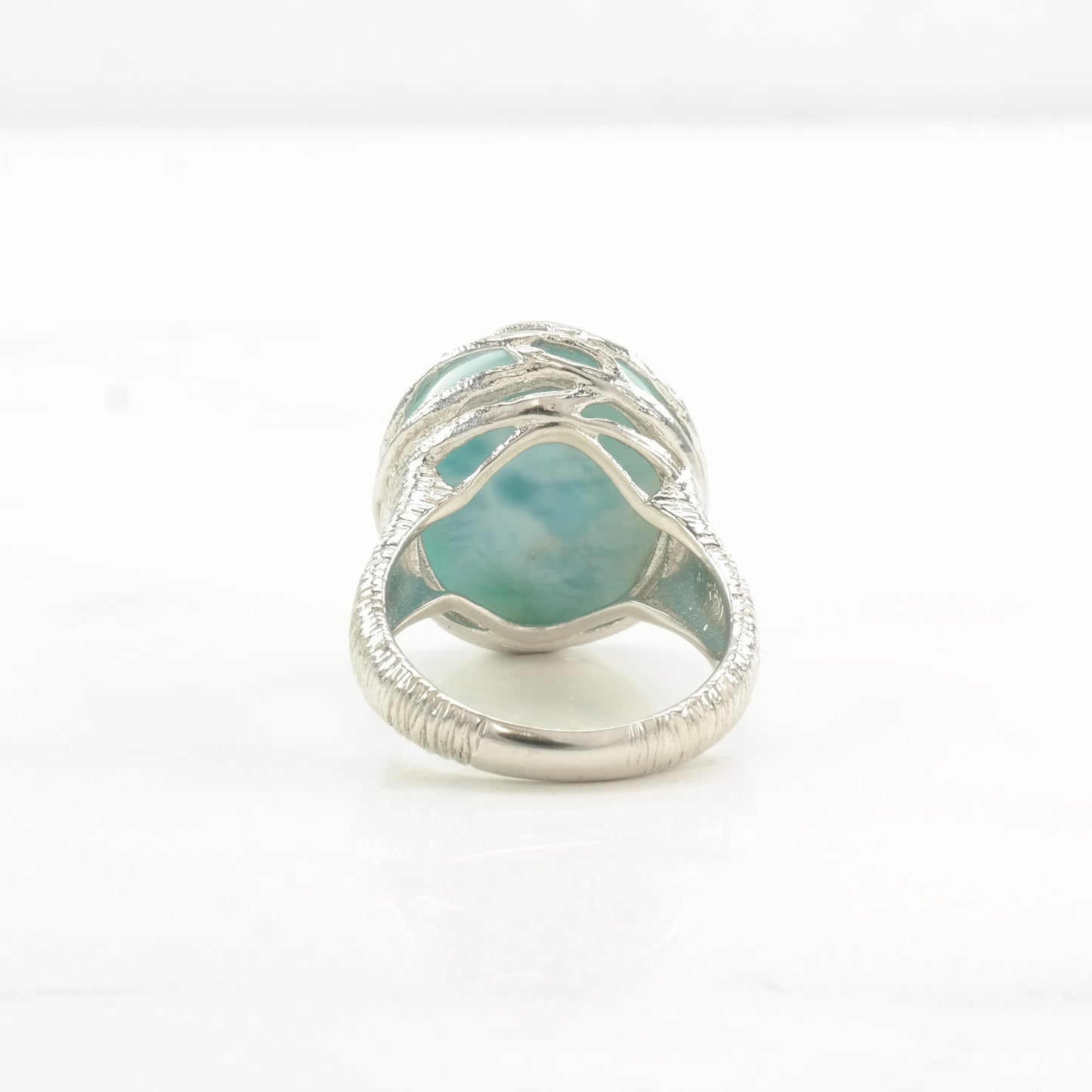 Vintage Sterling Silver Ring Larimar Large Sky blue Size 7