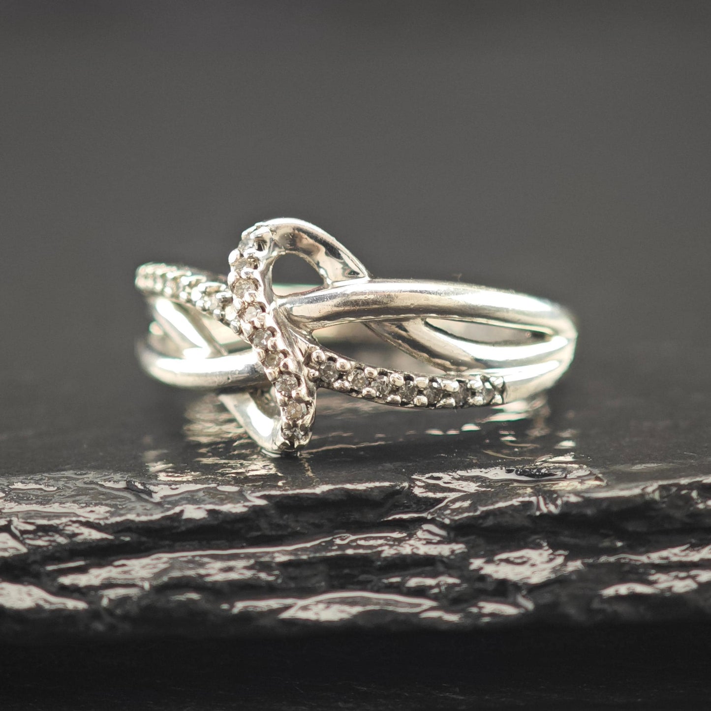 Infinity Diamond Ring Sterling Silver