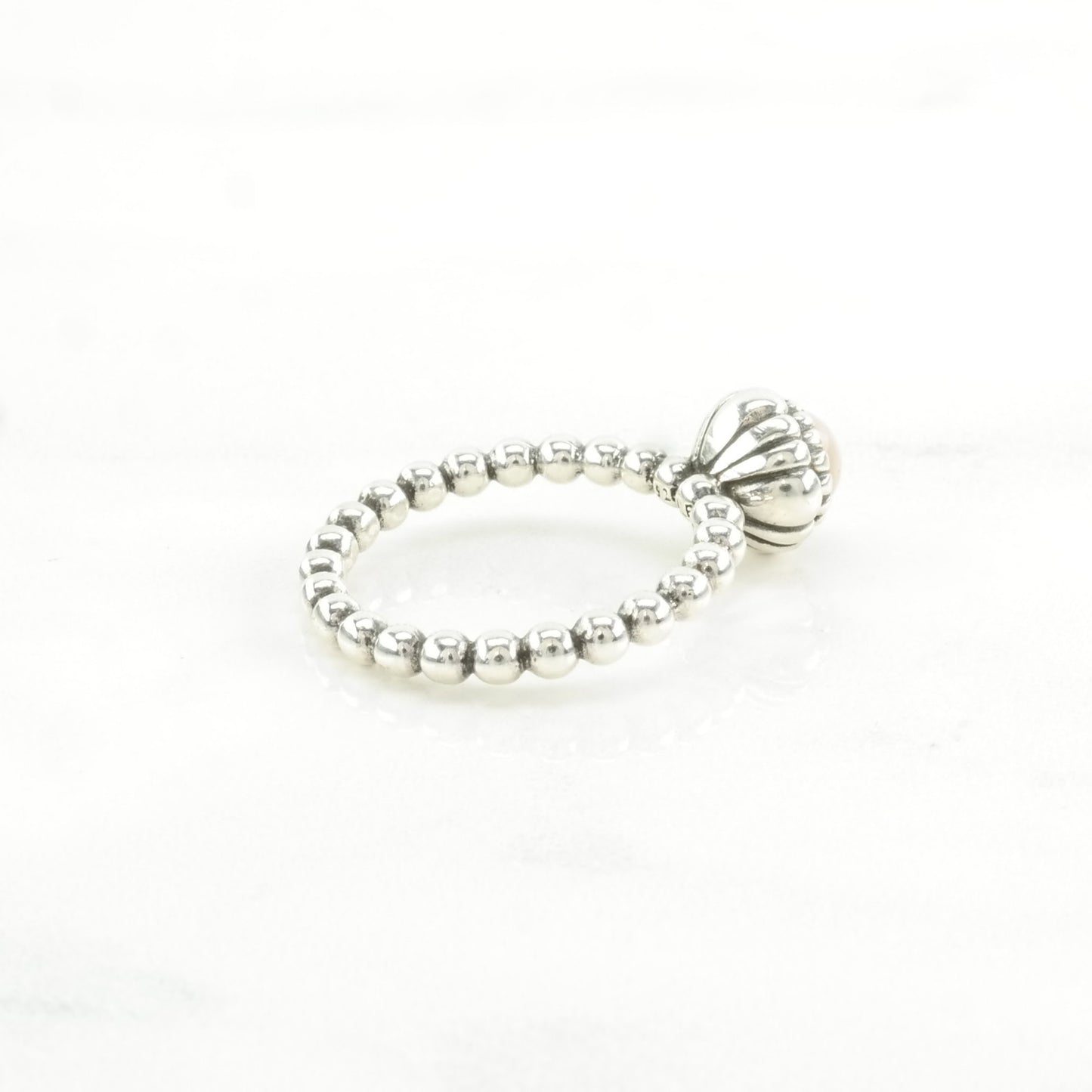 Pandora Silver Ring Gemstone Sterling Pink Sz5 1/4 R4817