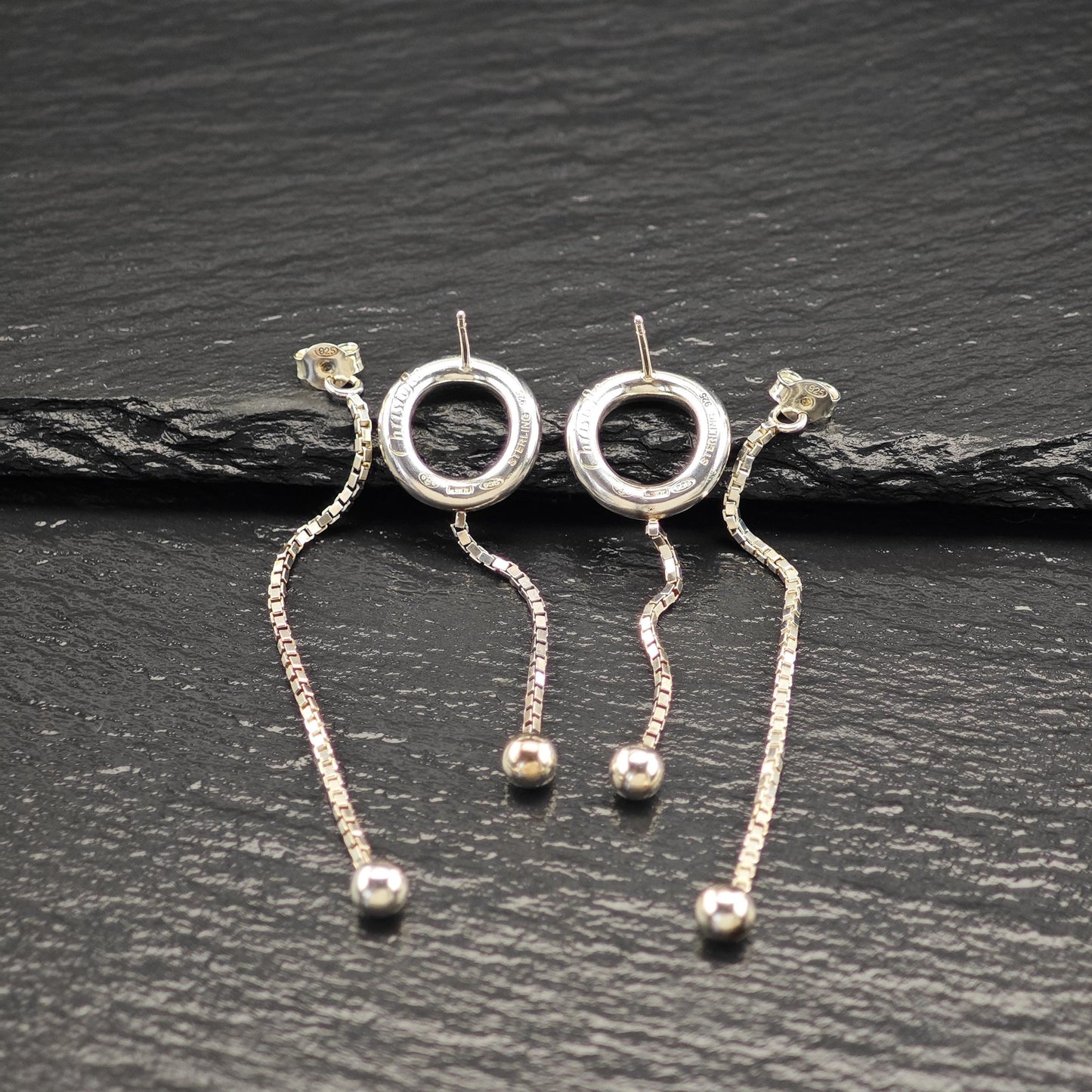 Modernist Christofle Stud/Dangle Earrings Sterling Silver