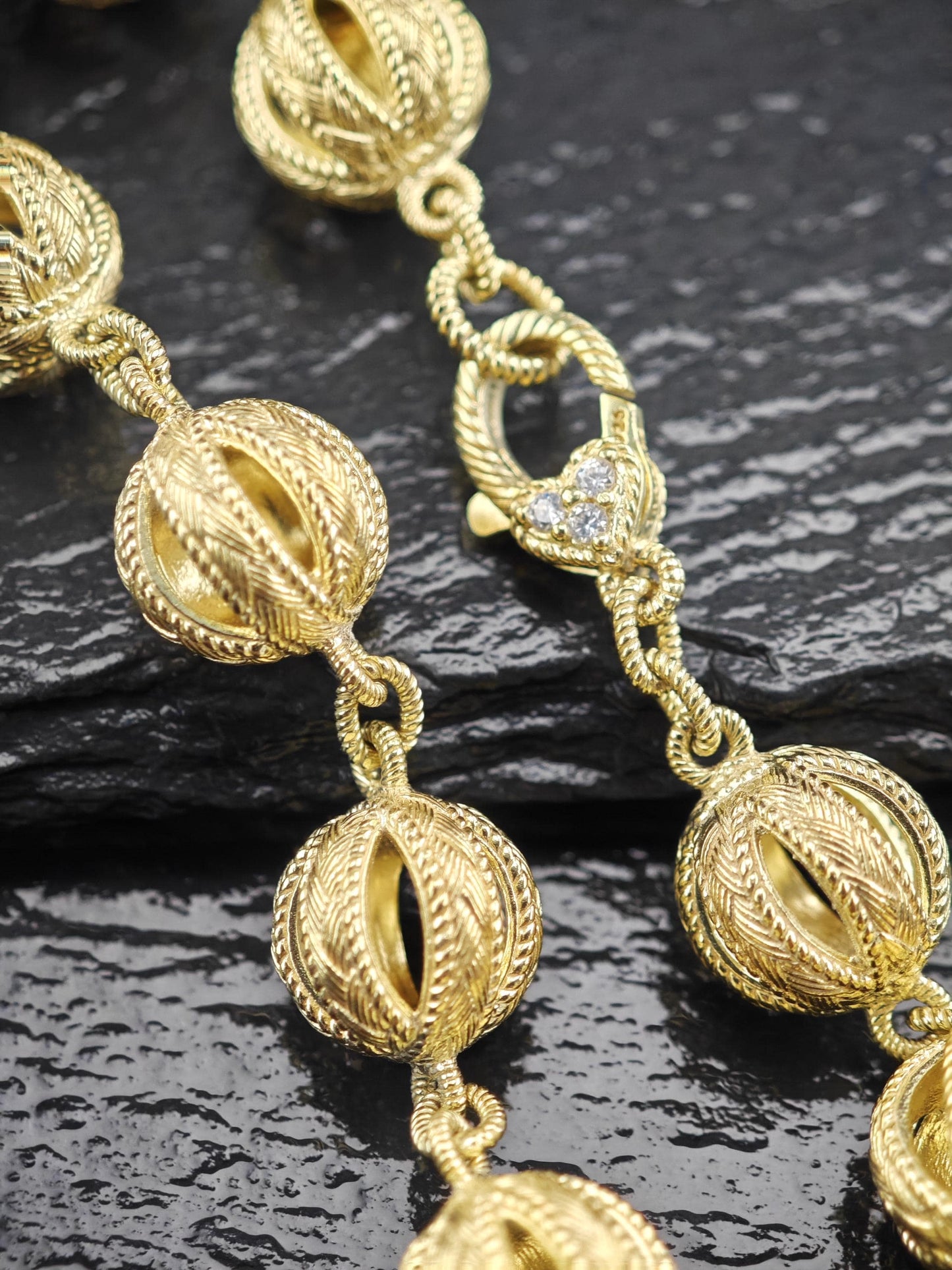 Judith Ripka Gold Tone Sphere Link Bracelet Sterling Silver