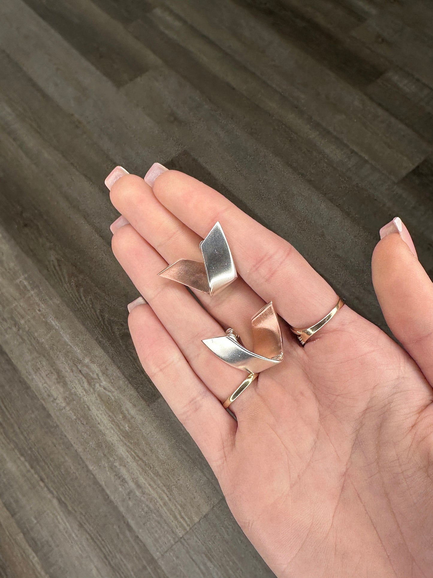 Antonio Pineda Sterling Silver Copper Earrings Screwback