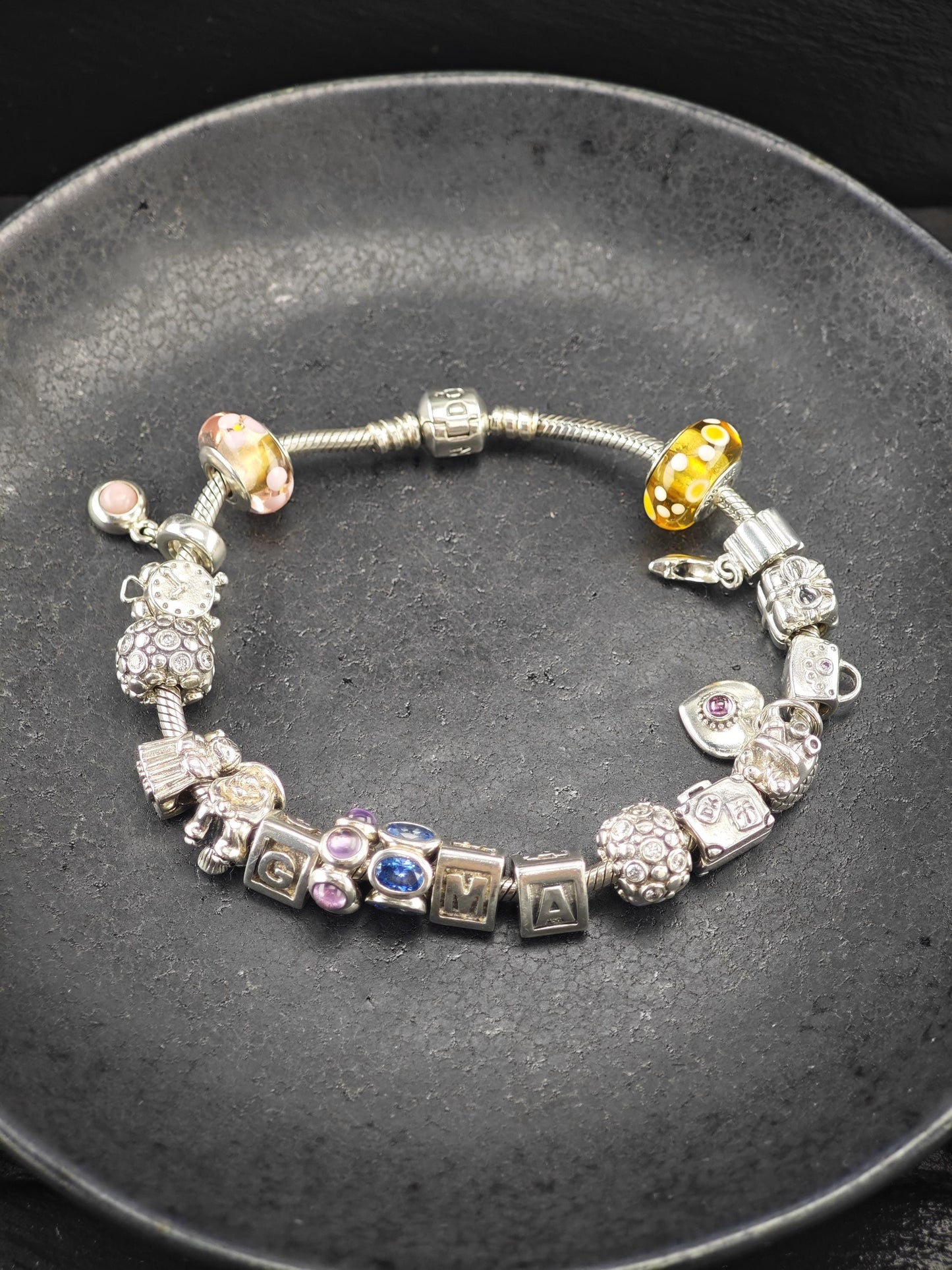 Vintage 19 Pandora Charm Bracelet Sterling Silver