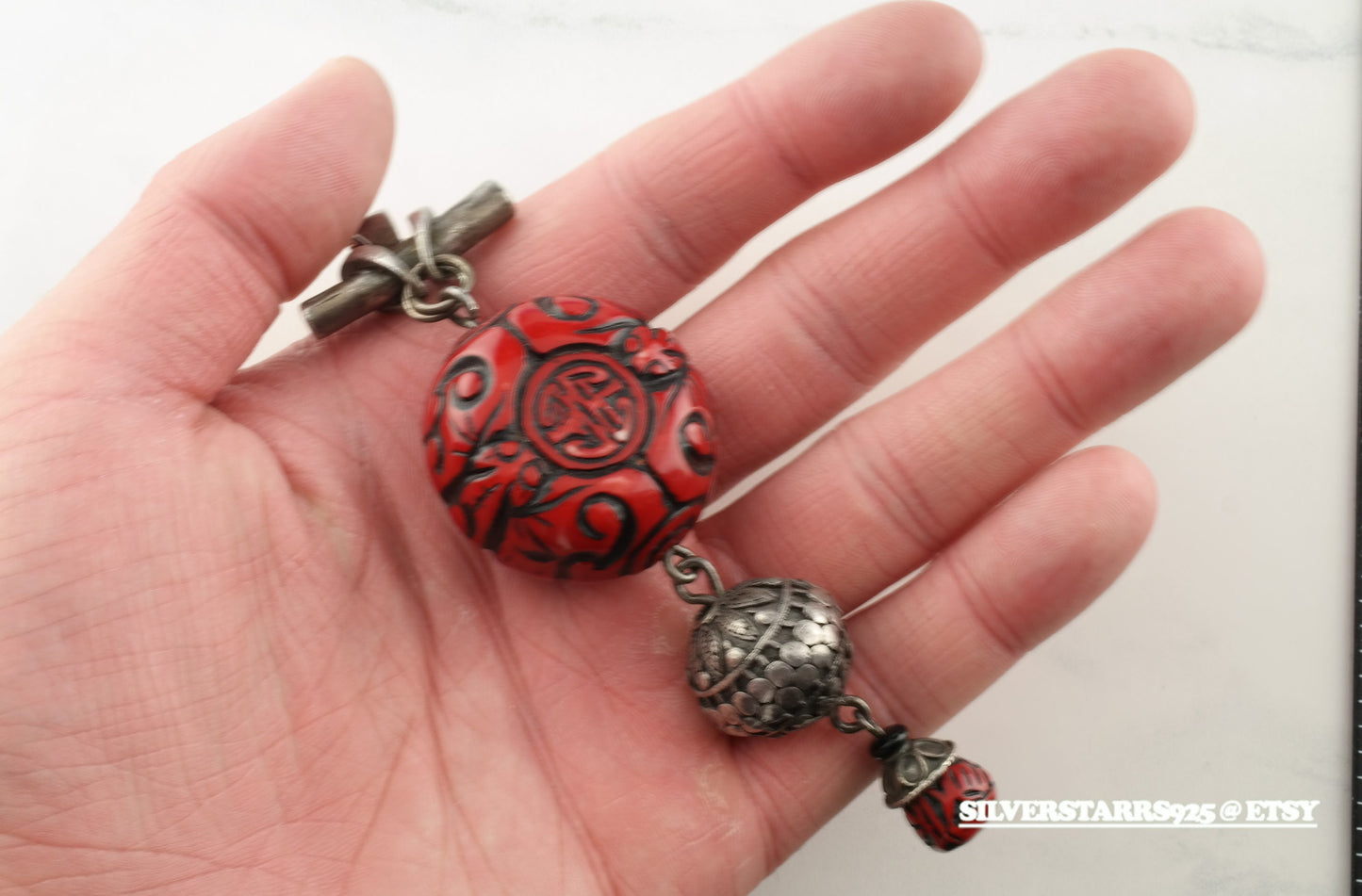 Cinnabar Sterling Silver Pendant