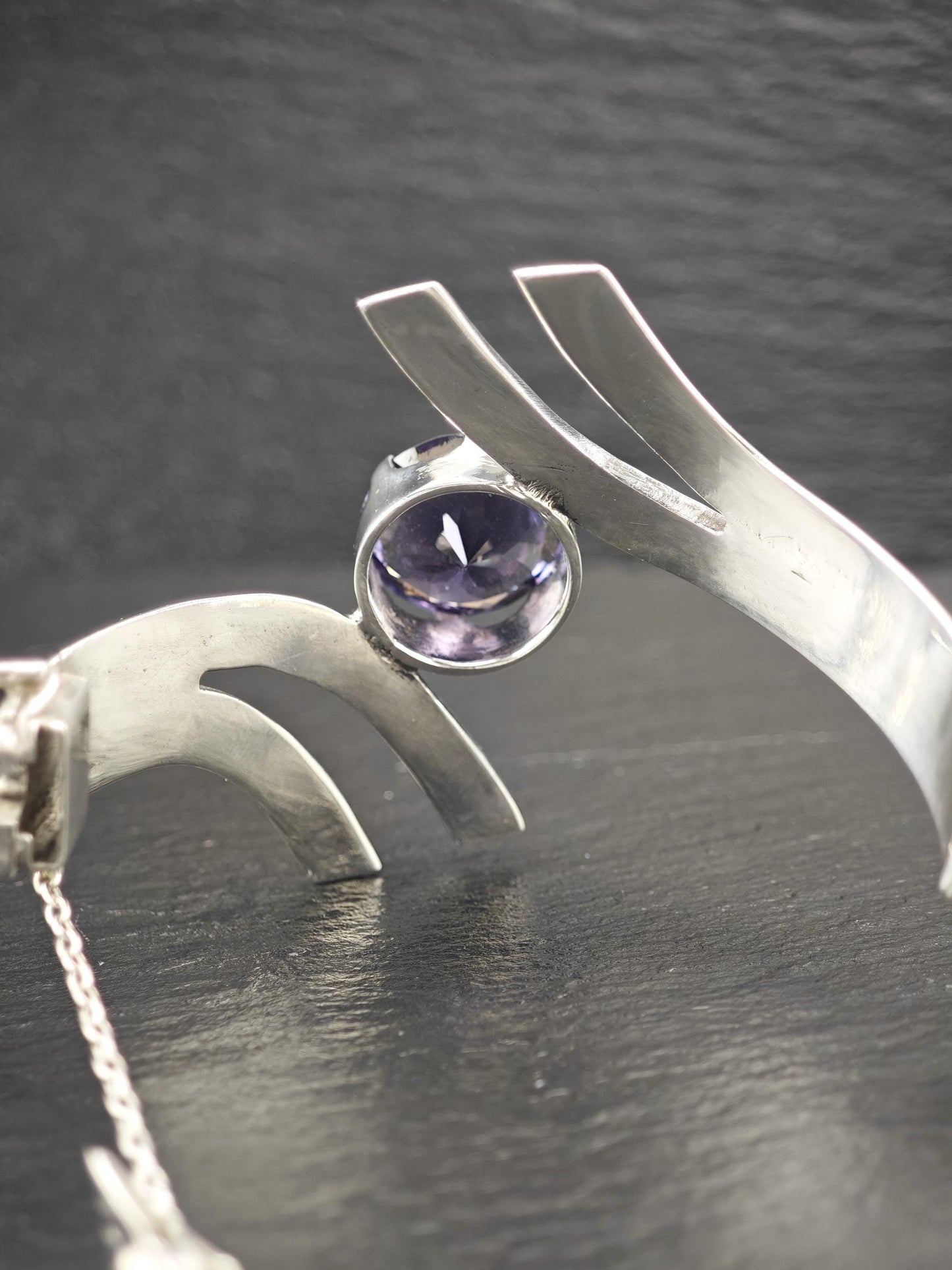 Taxco Color Change Corundum, Bangle Bracelet Sterling Silver