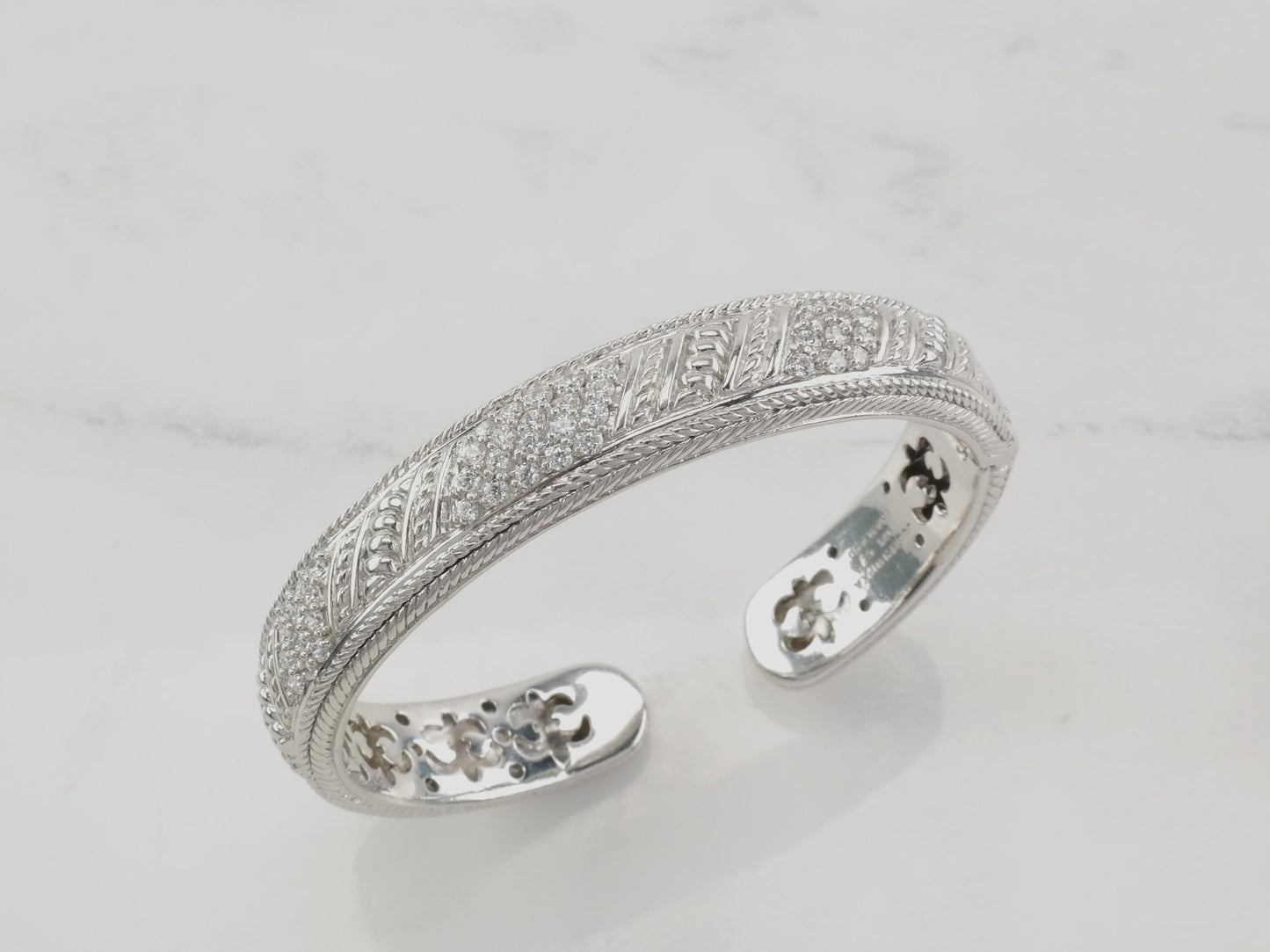 Vintage Judith Ripka Sterling Silver Cuff Bracelet CZ