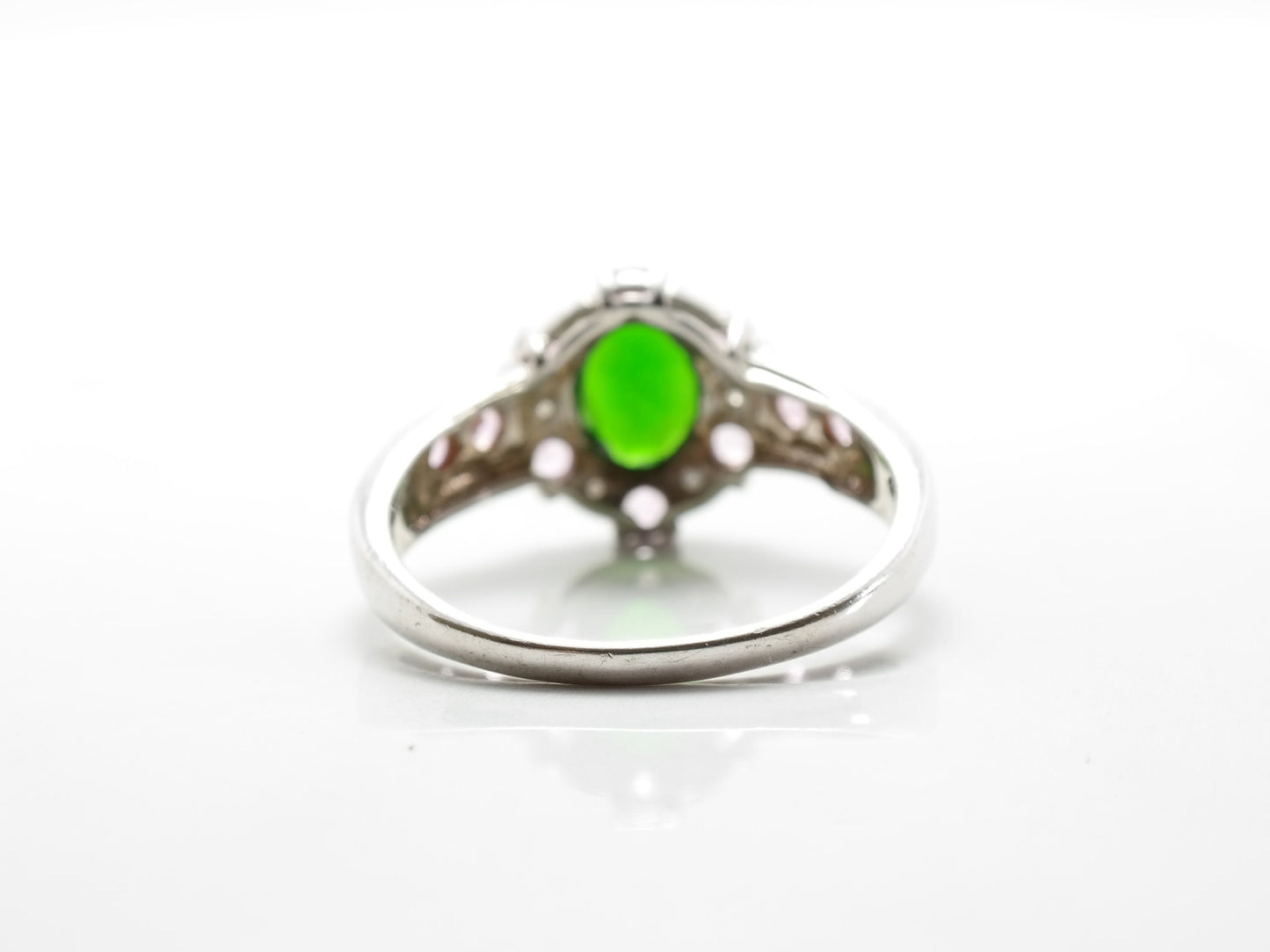 Vintage Sterling Silver Ring Green Chrome Diopside White Topaz Size 10
