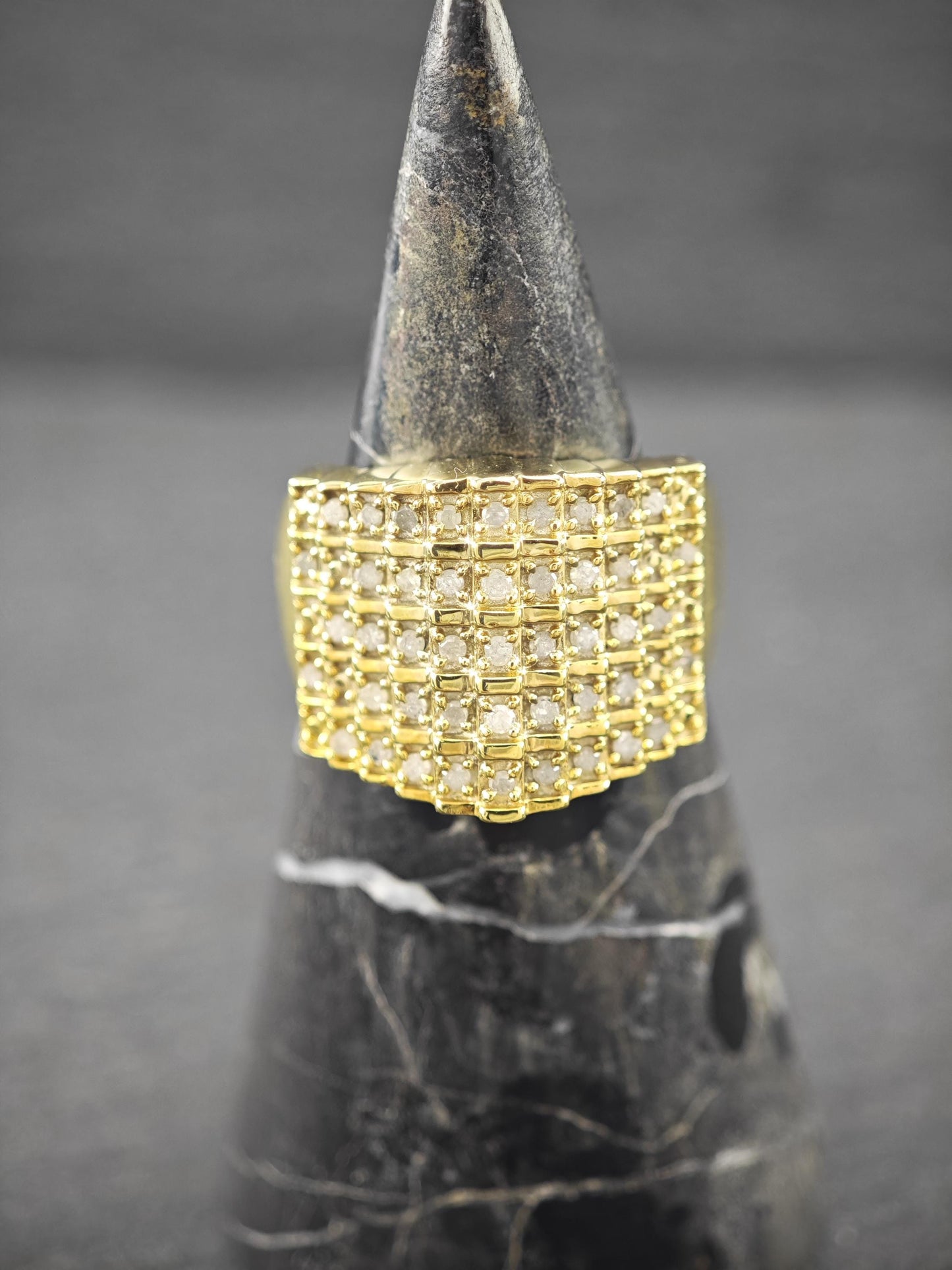 Vintage Gold Diamond Ring Sterling Silver Plated Sz 9