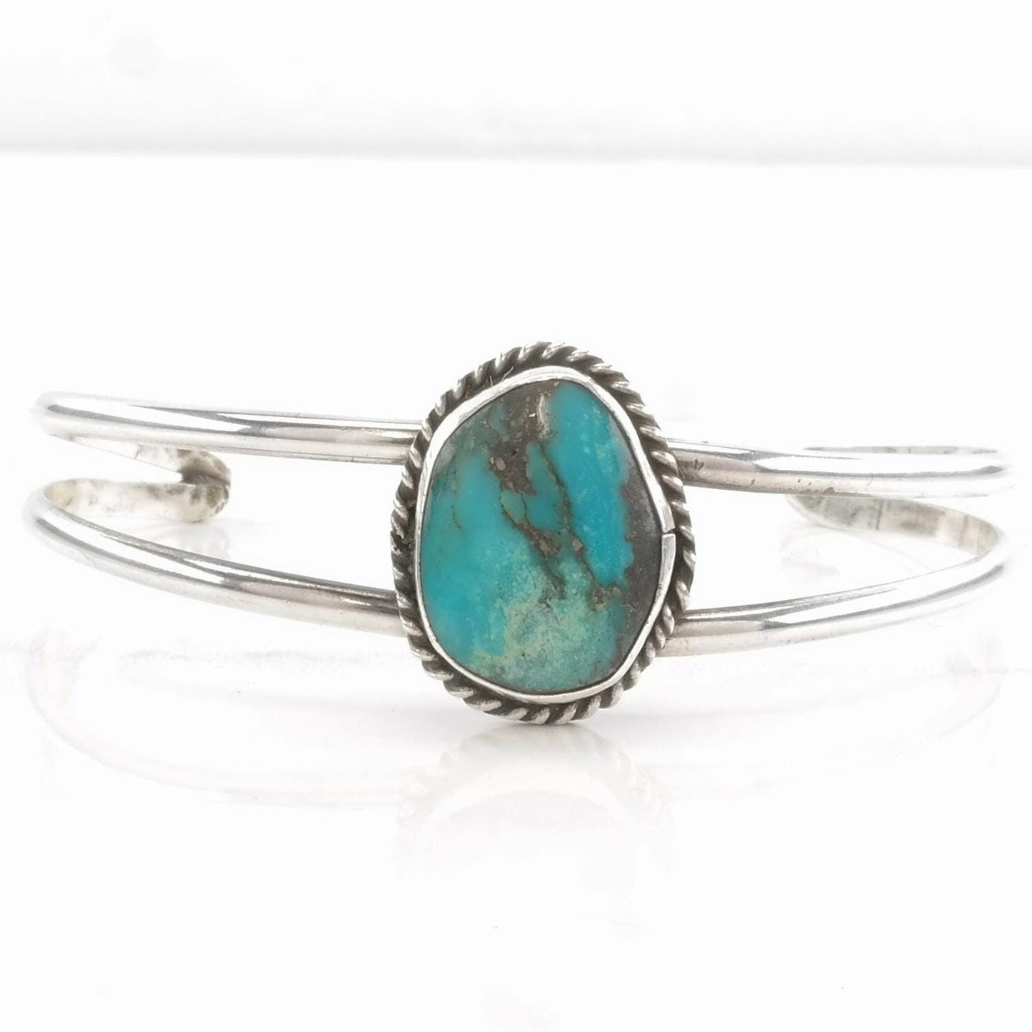 Southwest Turquoise Cuff Bracelet Sterling Silver Blue