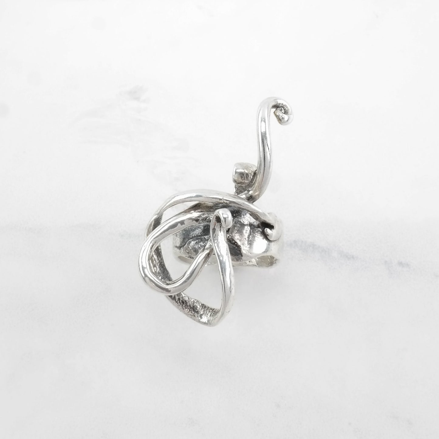 Vintage Modernist Sterling Silver Ring, Abstract Size 4 1/4