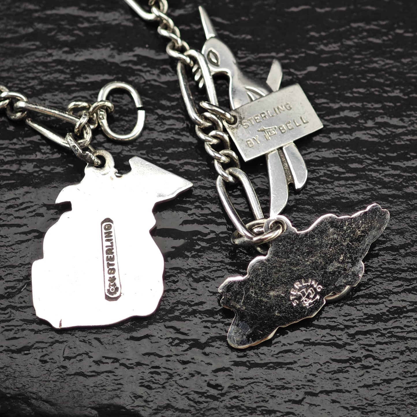 Enamel State Charm Bracelet Sterling Silver 6 3/4" BR3007