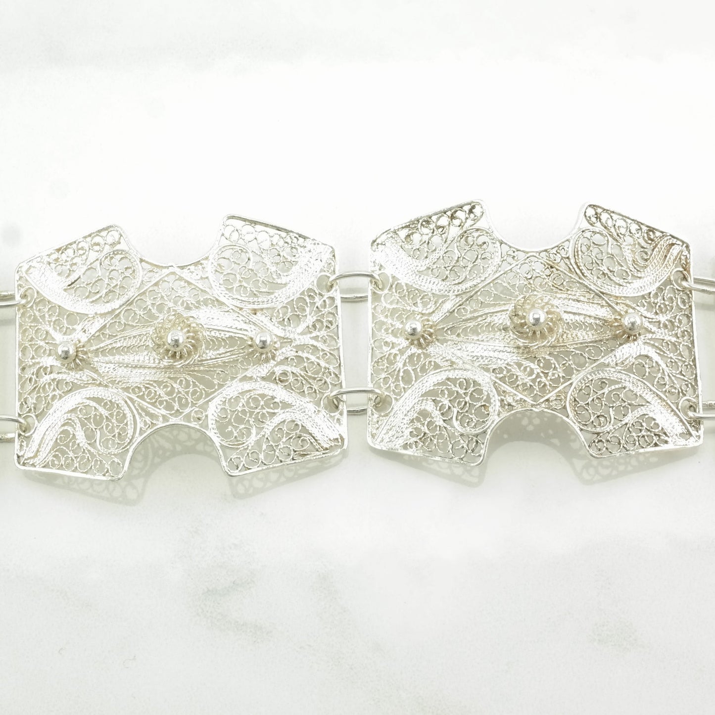Choice of Vintage Sterling Silver Link Bracelet Filigree, Enamel, Porcelain