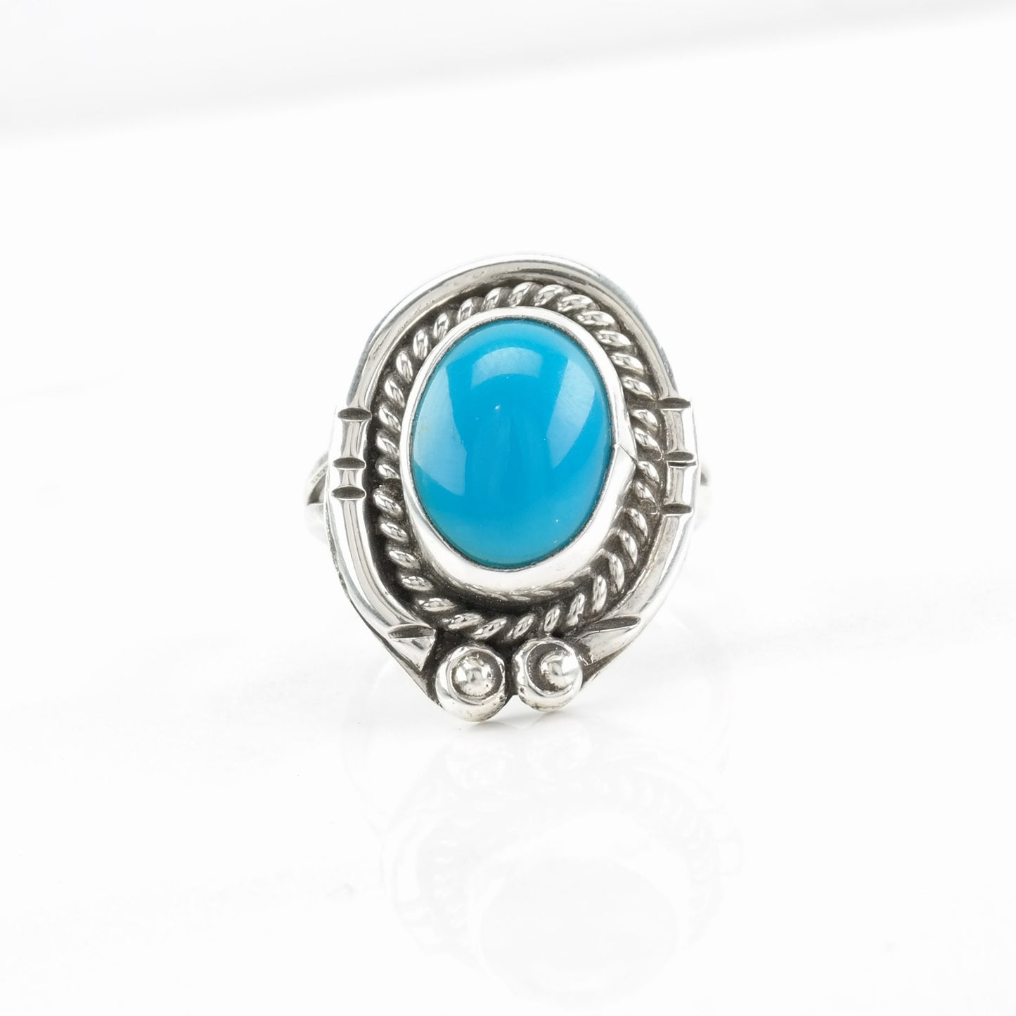 Vintage Native American Sterling Silver Ring Turquoise Blue Size 7 1/2
