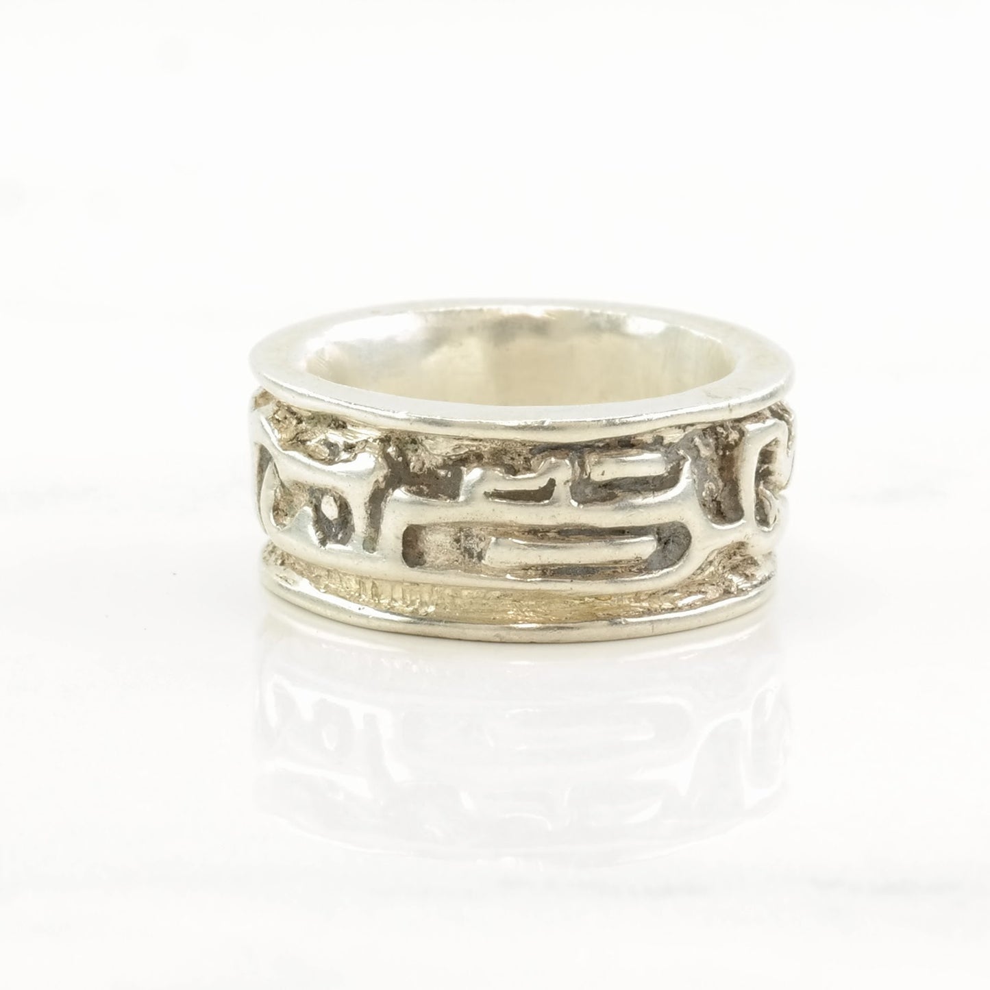 Vintage Modernist Ring Abstract Overlay Sterling Silver Size 5 1/4