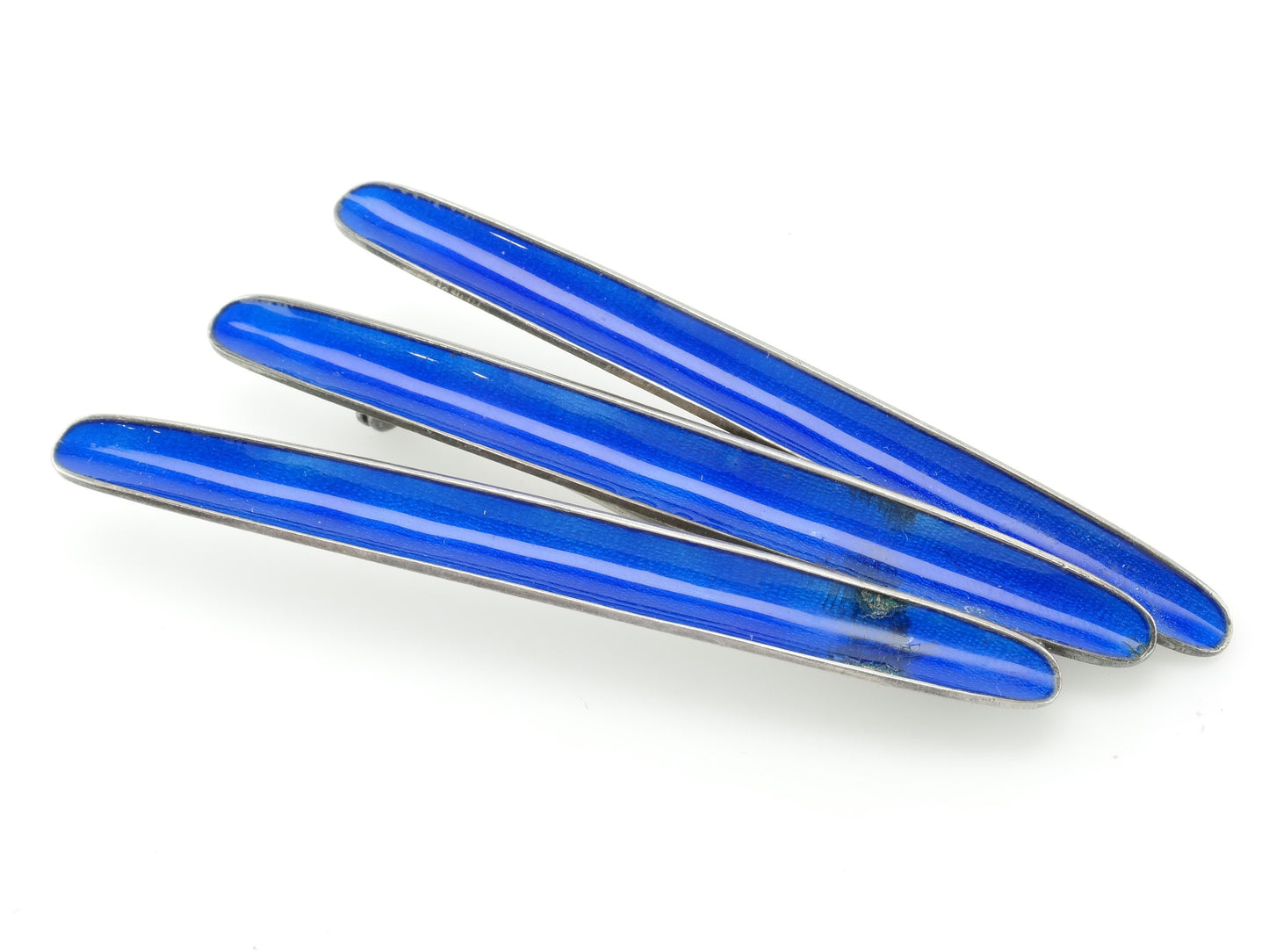 Blue Brooch Modernist Enamel Sterling Silver