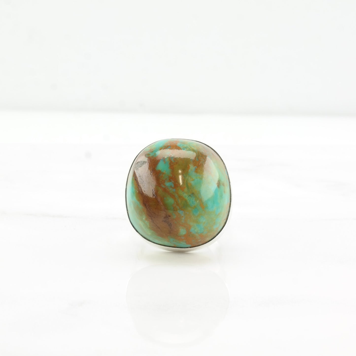 Vintage Native American Silver Ring Turquoise Circle Sterling Size 9 1/4