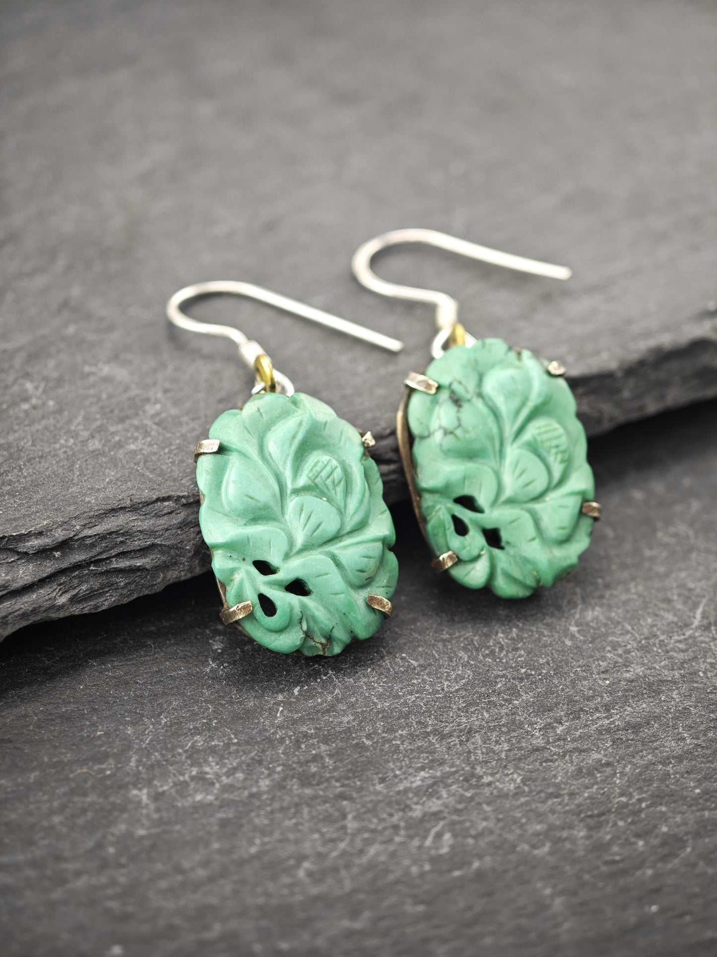 Vintage Chinese Export, Fish Hook Earrings Sterling Silver