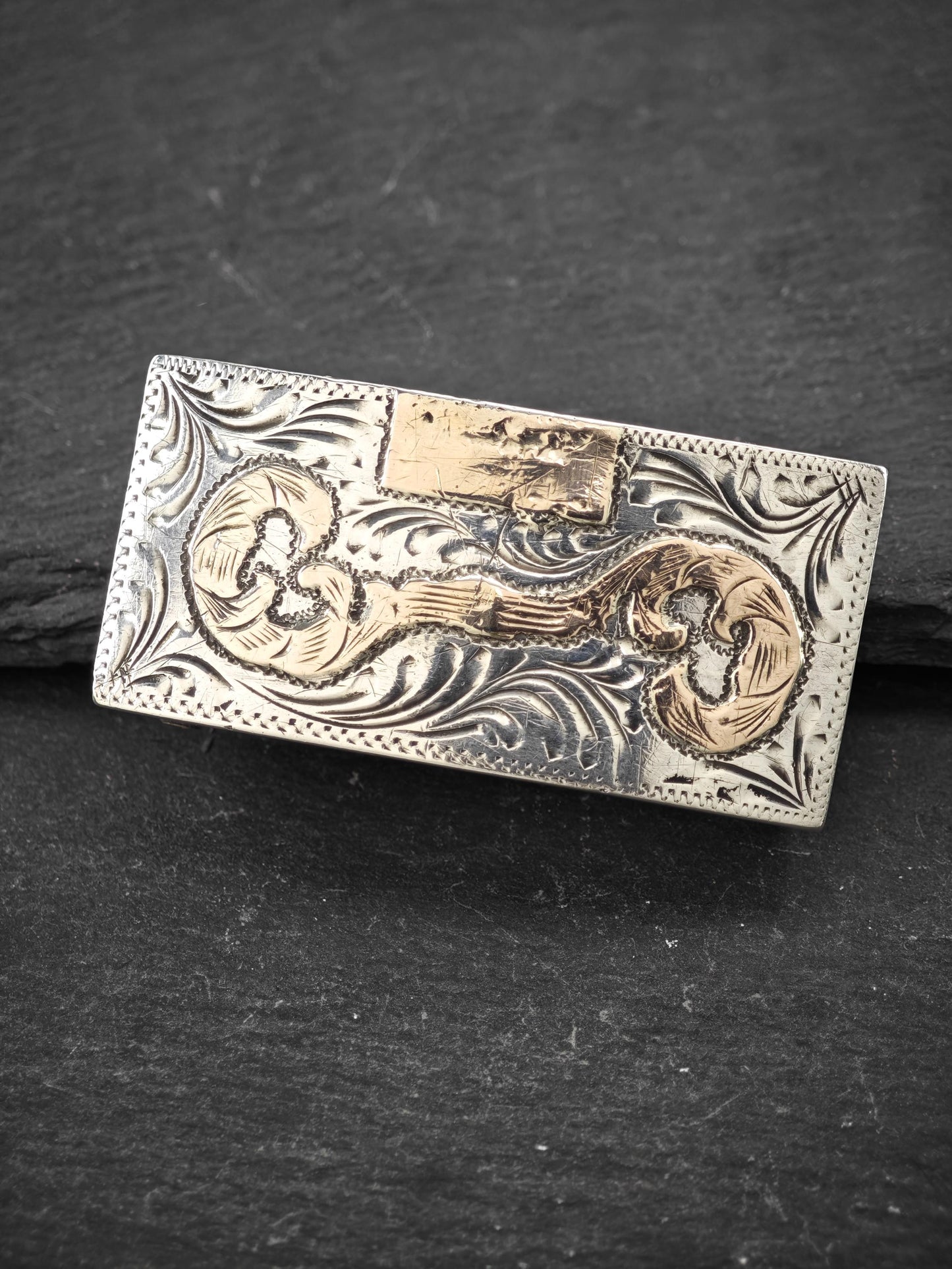 Vintage Mexico Western Sterling Silver Belt Buckle