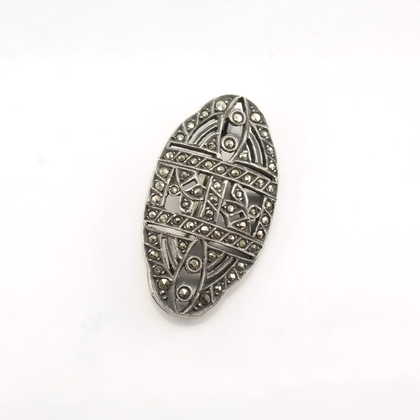 Art Deco Sterling Silver Brooch Marcasite
