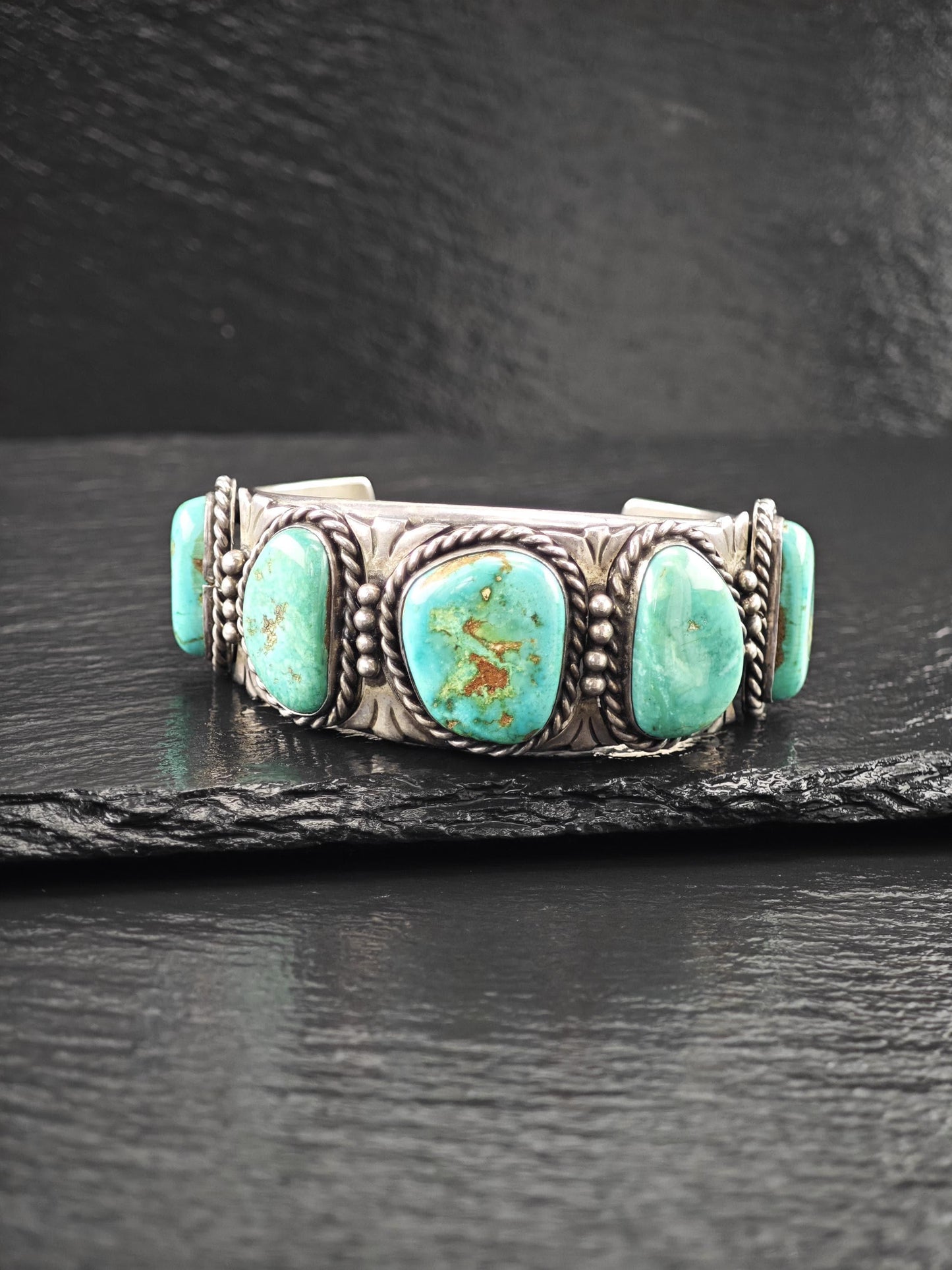 Heavy Native American, Royston Cuff Bracelet Sterling Silver