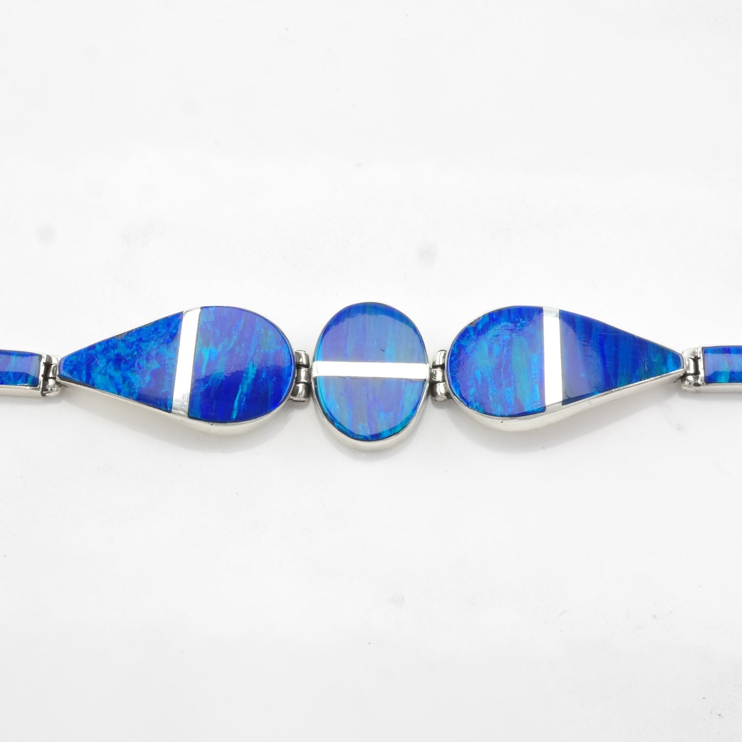 Lab Opal Inlay Bracelet Sterling Silver Blue