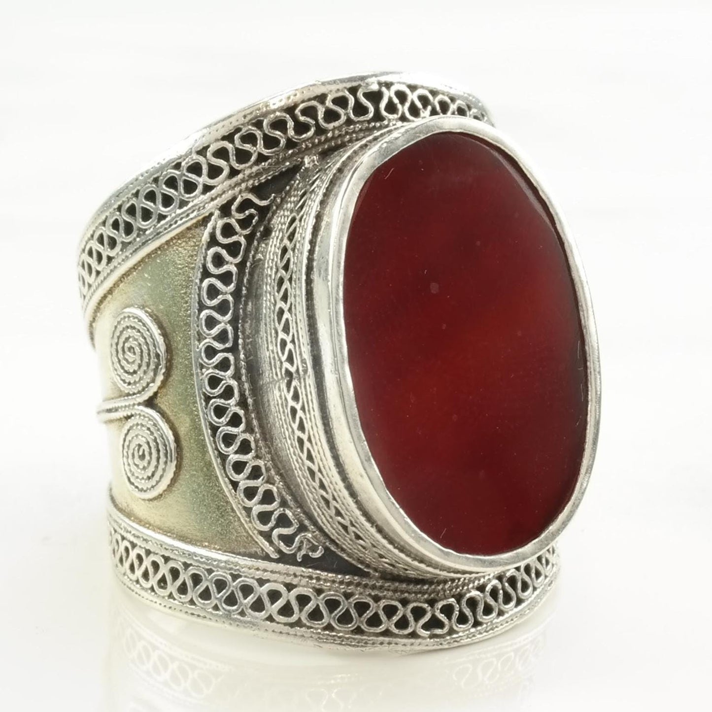 Vintage Sterling Silver Ring Carnelian Size 10 1/2