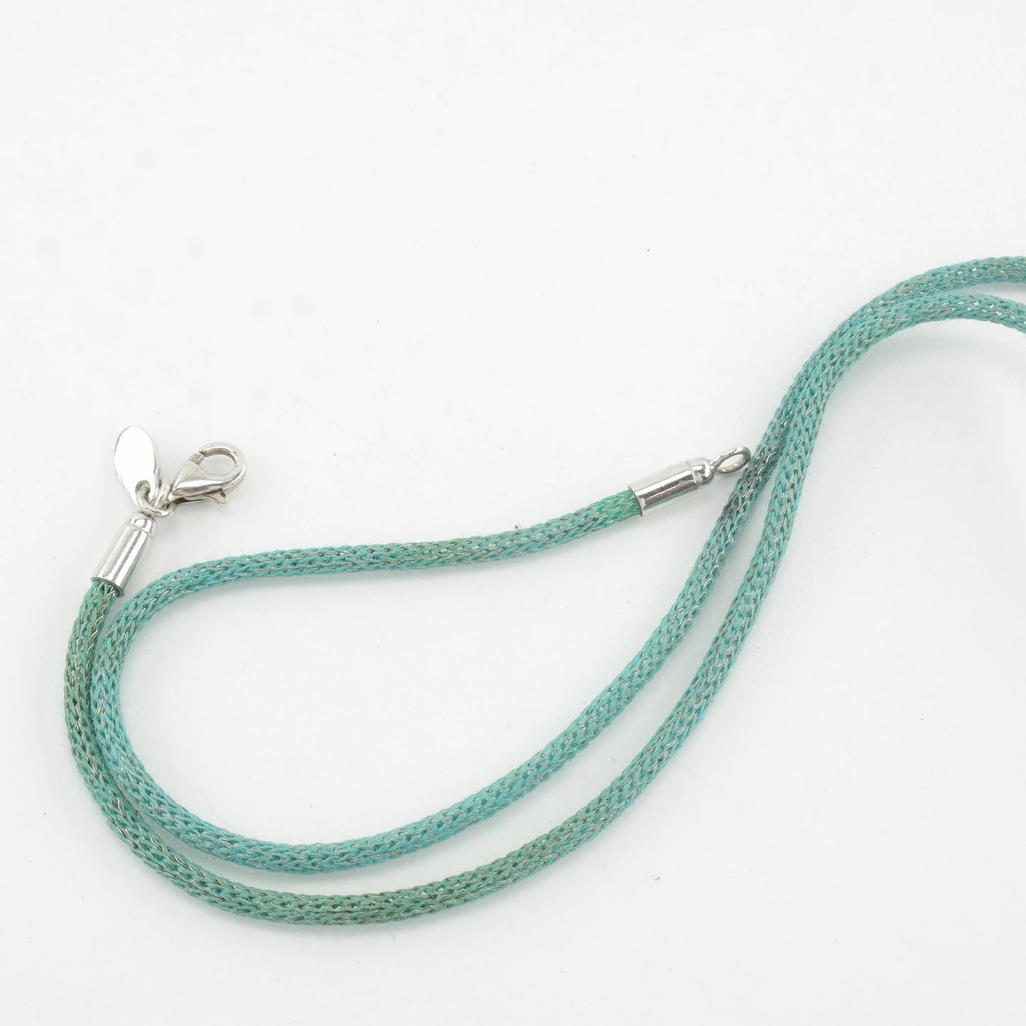 Modernist Sterling Silver Blue Topaz Blue Cord Necklace N1793